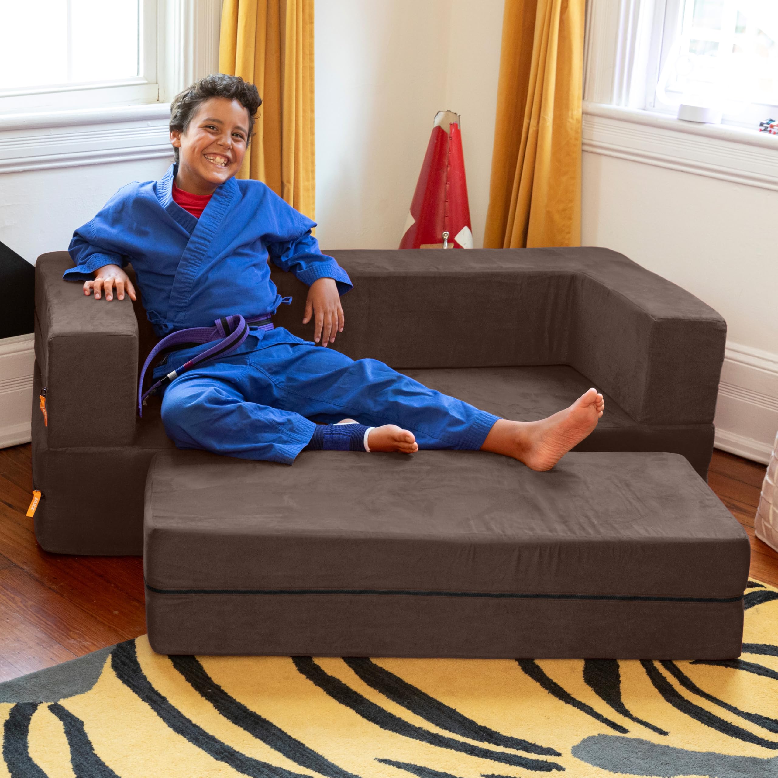 Amazon.com: Jaxx Zipline Kids Sofa & Large Ottoman, 3 in 1 Fold