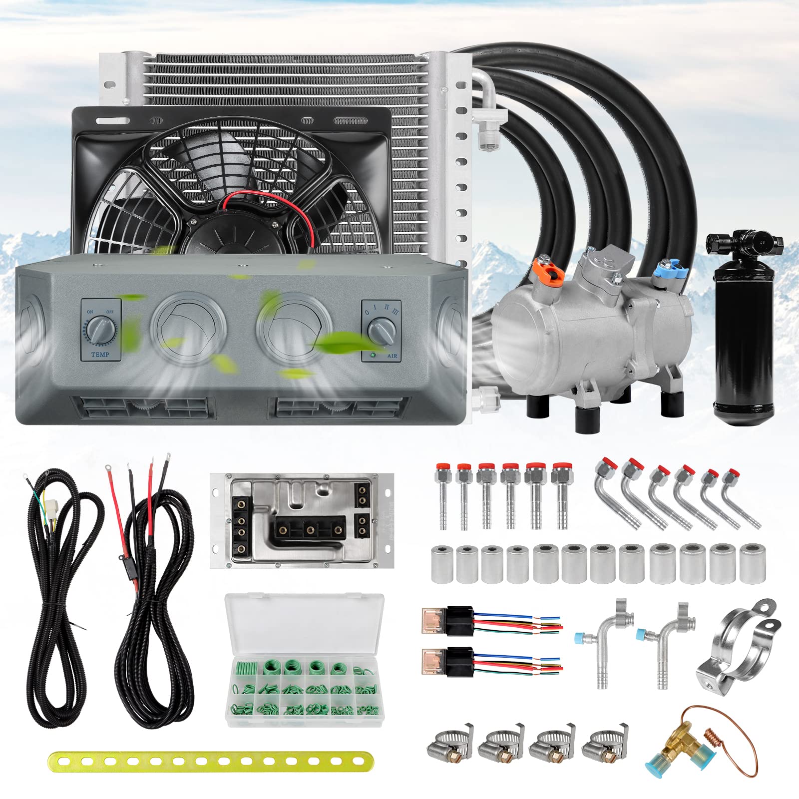 Amazon.co.jp: NEKPOKKA 12V 自動車用 DC 電気エアコン キット、RV