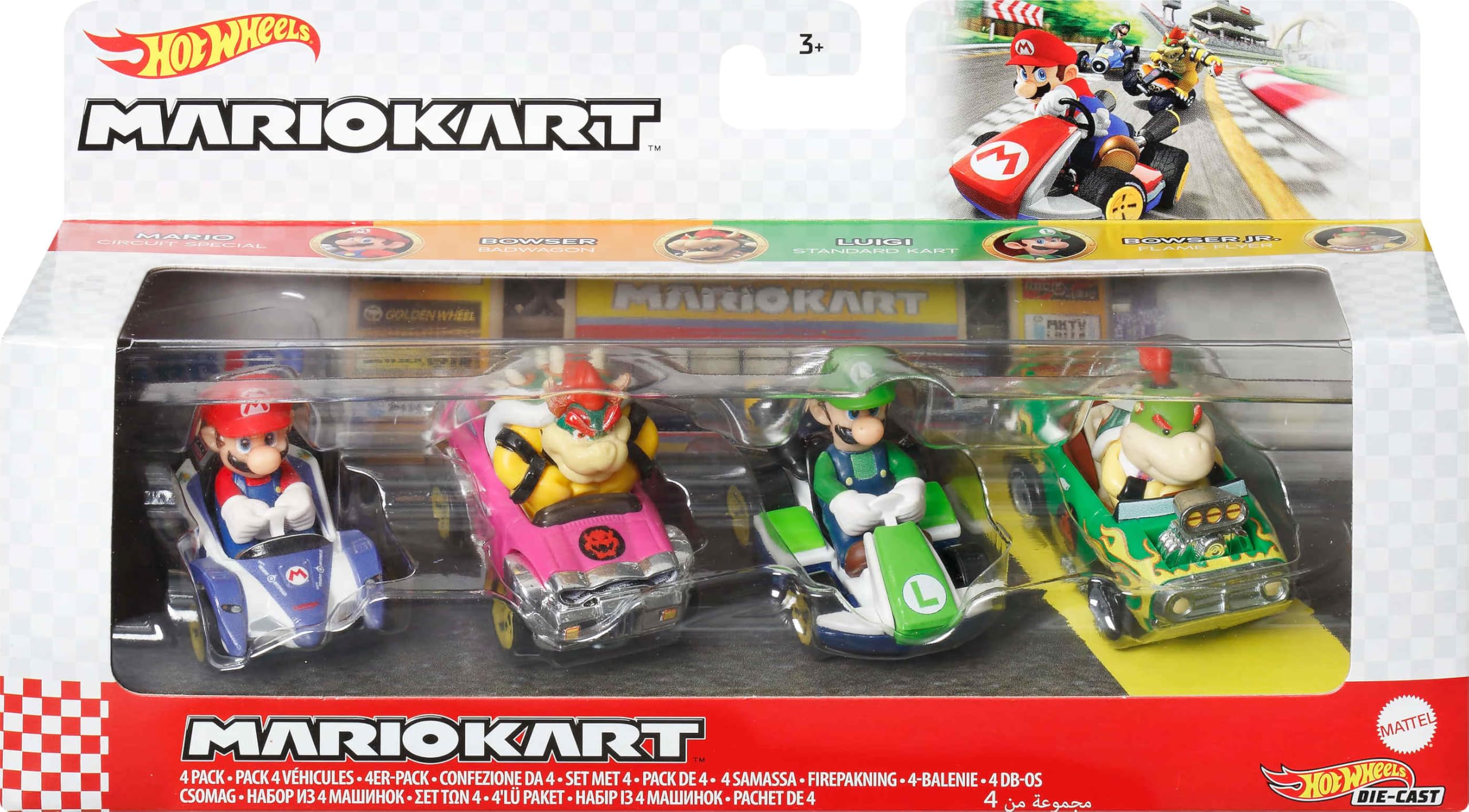 Amazon.com: Hot Wheels Mario Kart Toy Vehicle 4-Pack, Collectible