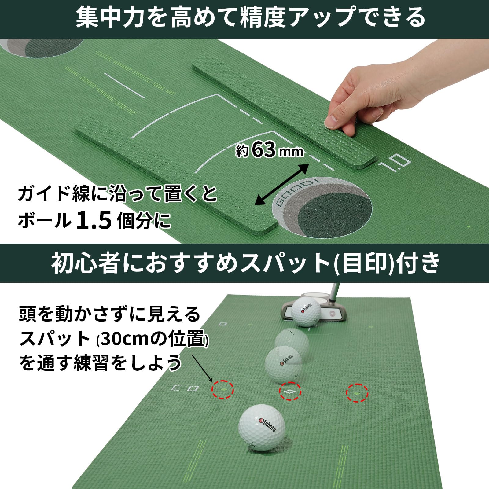 Amazon | Tabata(タバタ) ゴルフ パターマット 2.5m フラット ホール