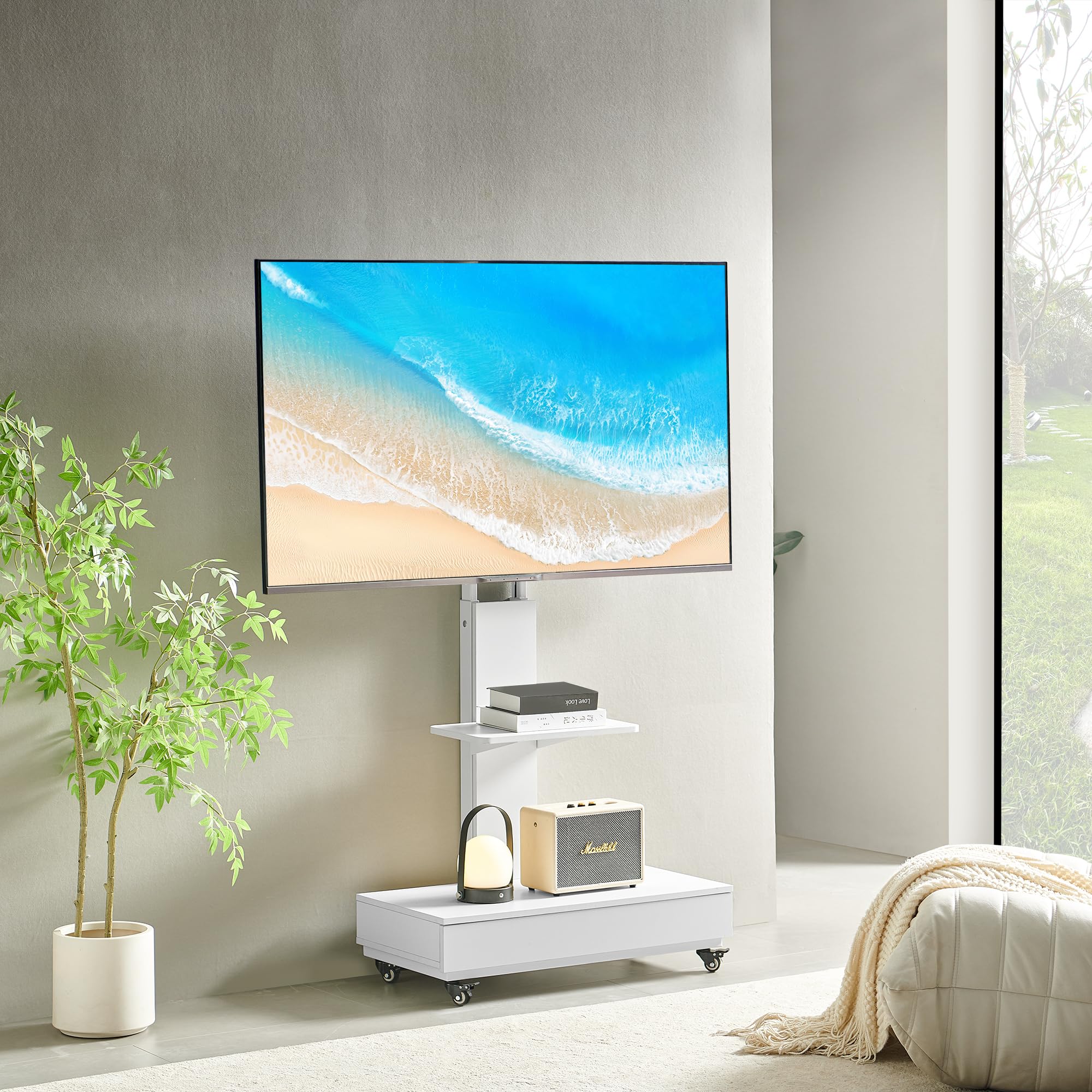 Amazon.co.jp: テレビスタンド キャスター付きTVスタンド ハイタイプ