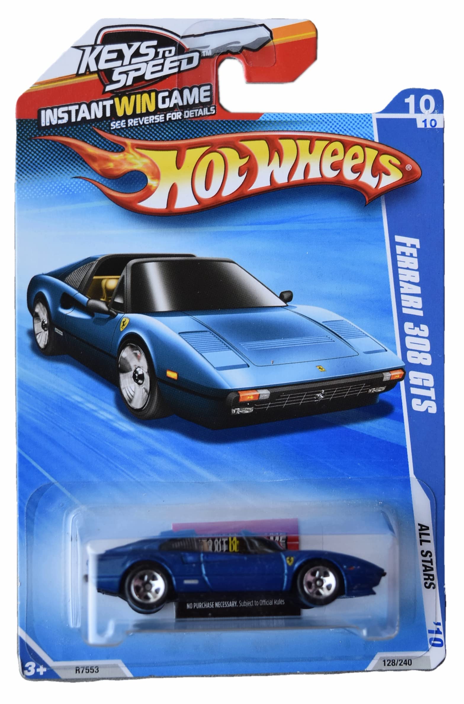 Hot Wheels Ferrari 308 GTS, All Stars '10 [Blue] 128/240 - Ferrari