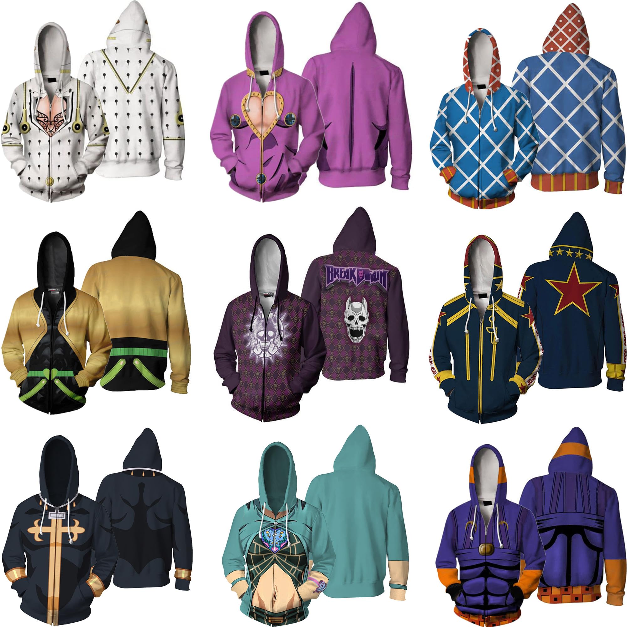 Amazon.co.jp: ジョジョの奇妙な冒険 パーカー 長袖 空條承太郎 空條徐