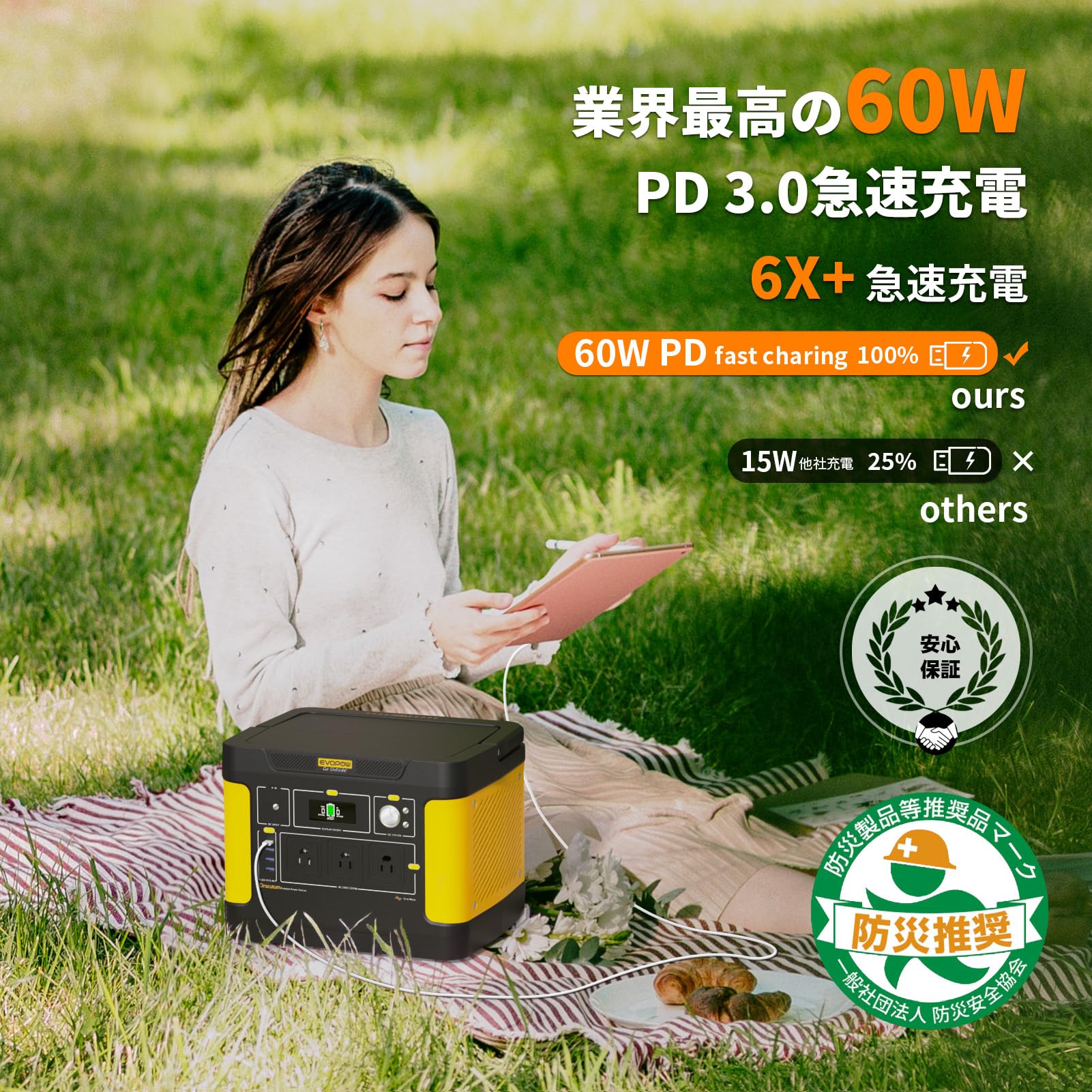 Amazon.co.jp: Evopow ポータブル電源 リン酸鉄リチウム 1024Wh