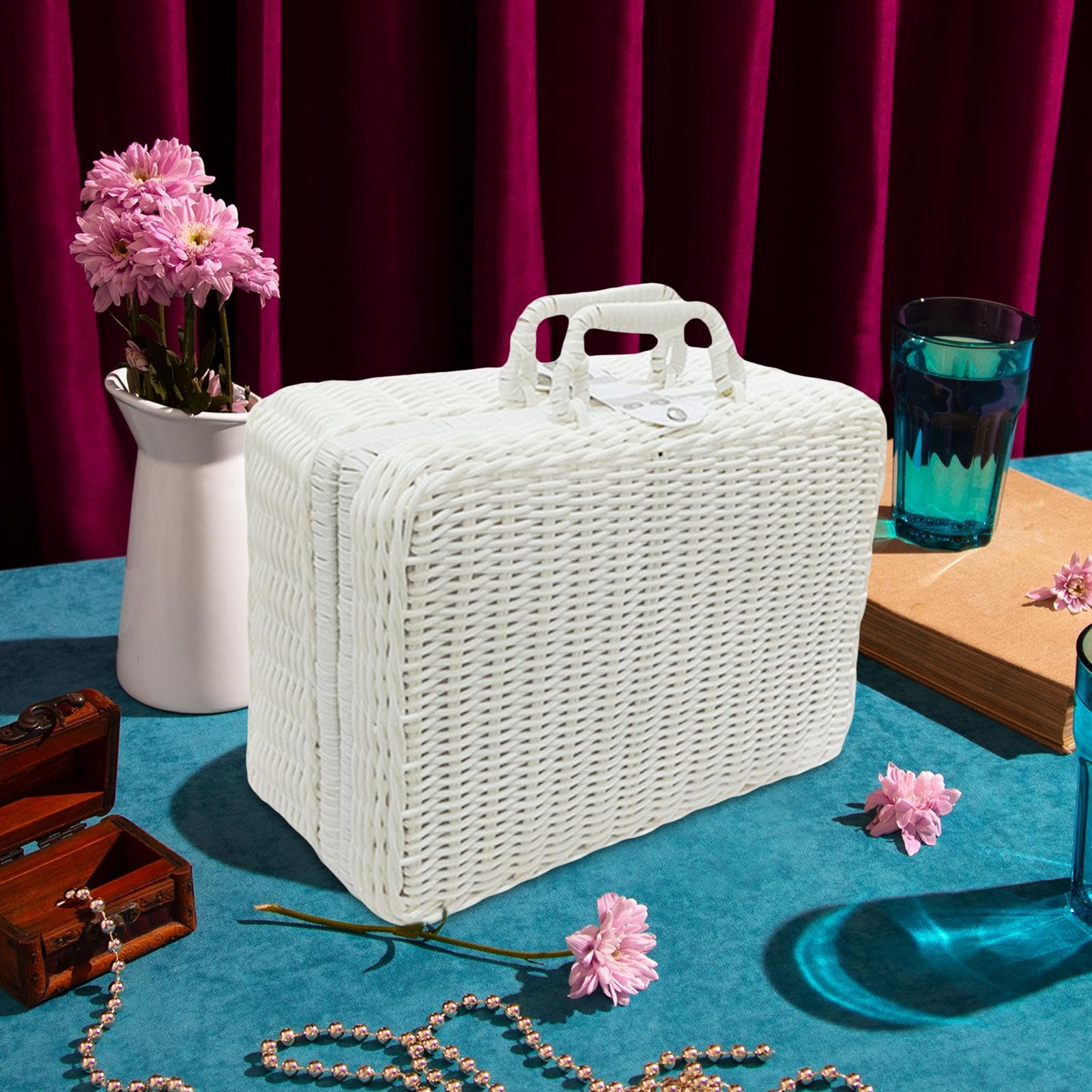 Amazon｜Yajuyi レトロプラスチック籐スーツケース、籐ピクニック