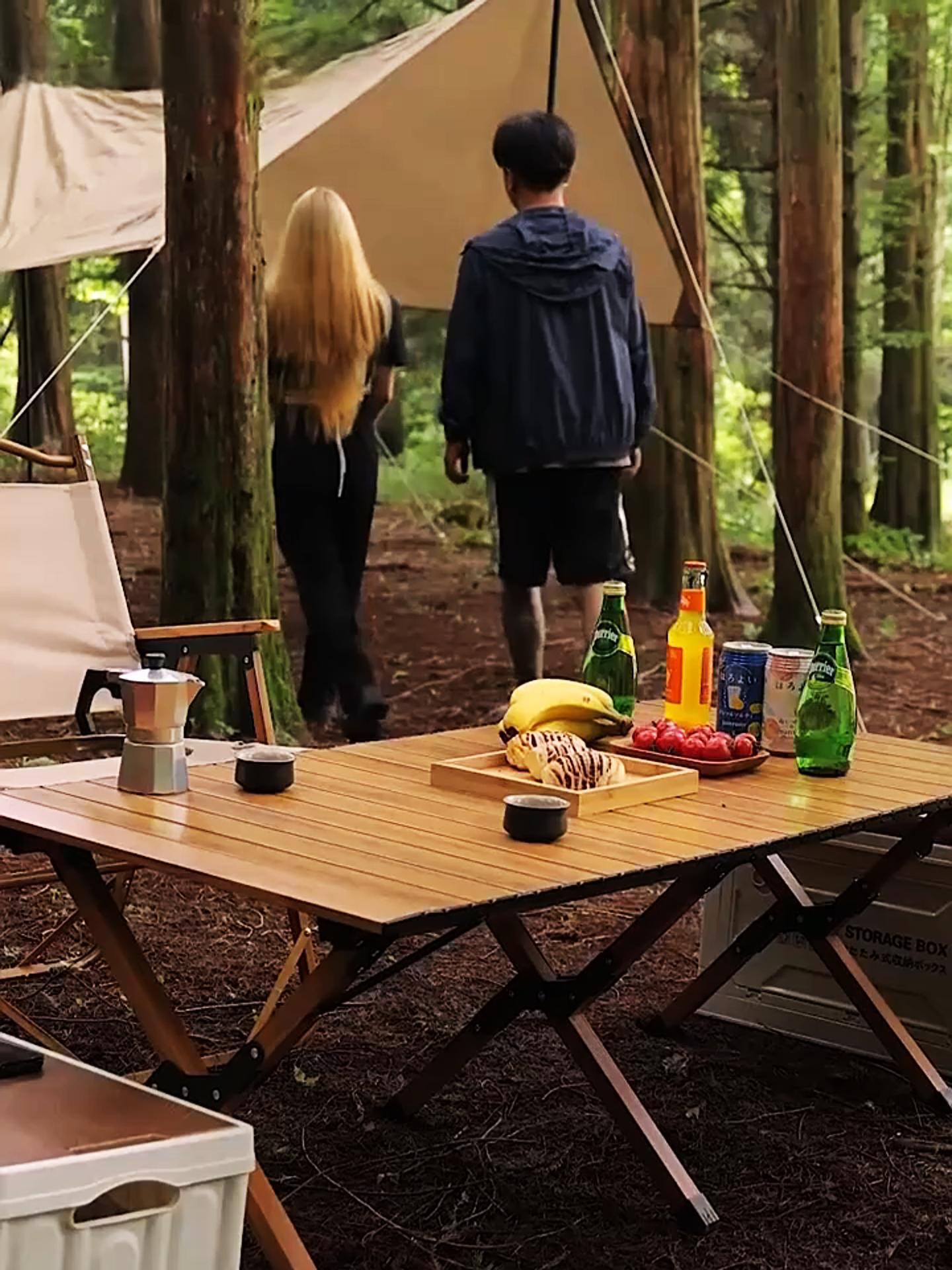 Amazon.co.jp: Campwild アウトドアテーブル ウッドロールトップ