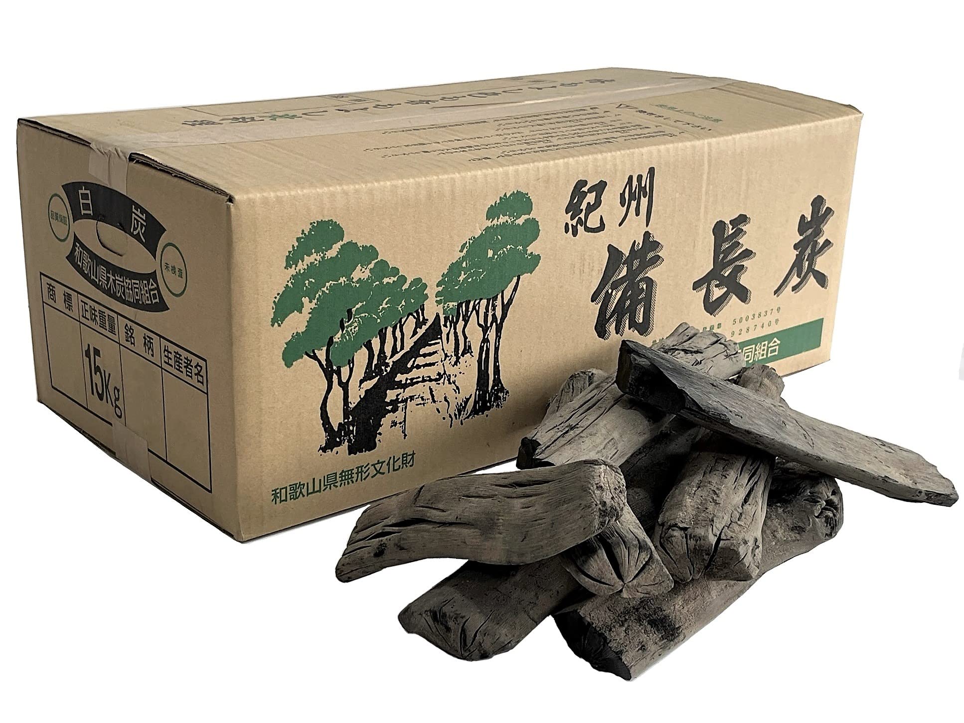 Amazon.co.jp: 紀州備長炭 半丸 15kg ウバメガシ 国産 和歌山 白炭 黒
