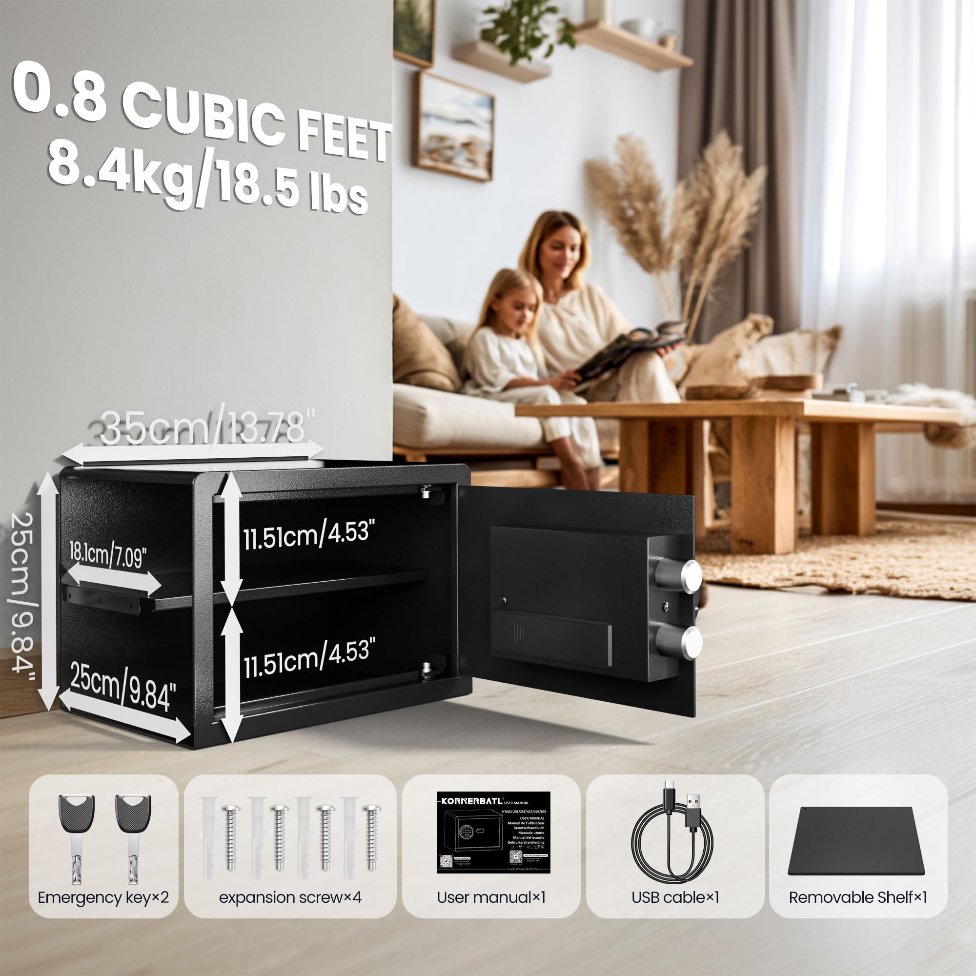 Amazon.co.jp: KornerBatl スマートバイオメトリック金庫 指紋ロック