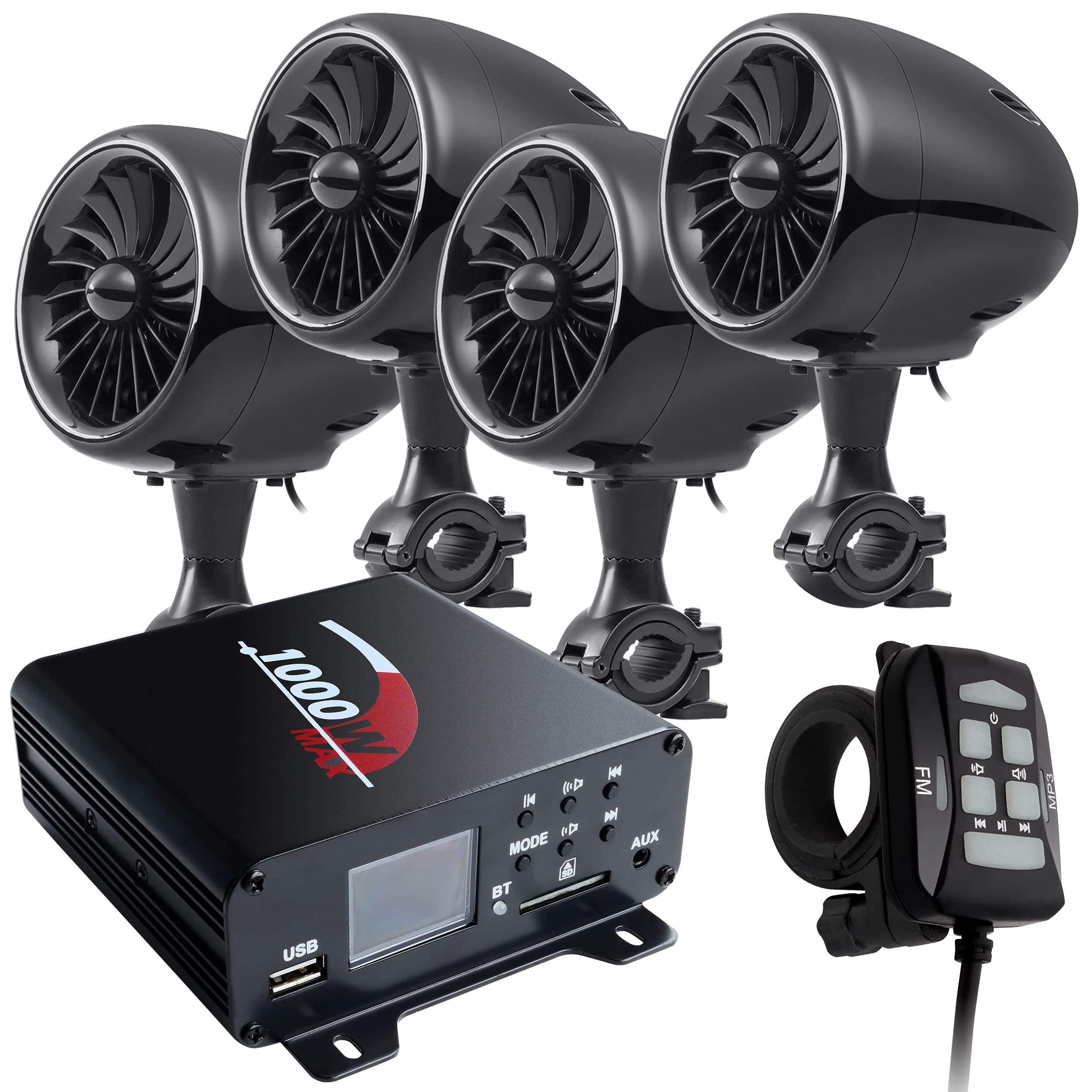 Amazon.co.jp: バイク用 オーディオ スピーカー 4ch 4台 最大1000W