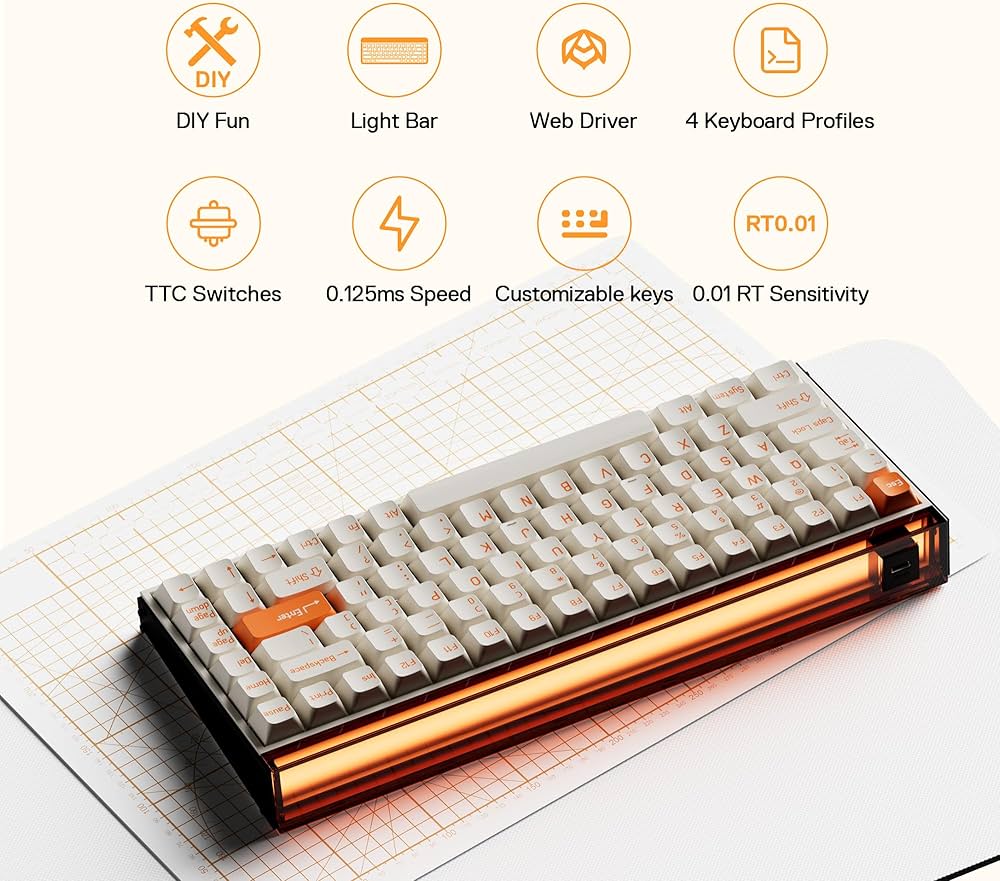 Amazon | MelGeek MADE84 Pro 有線キーボード、US英語配列、ホール効果