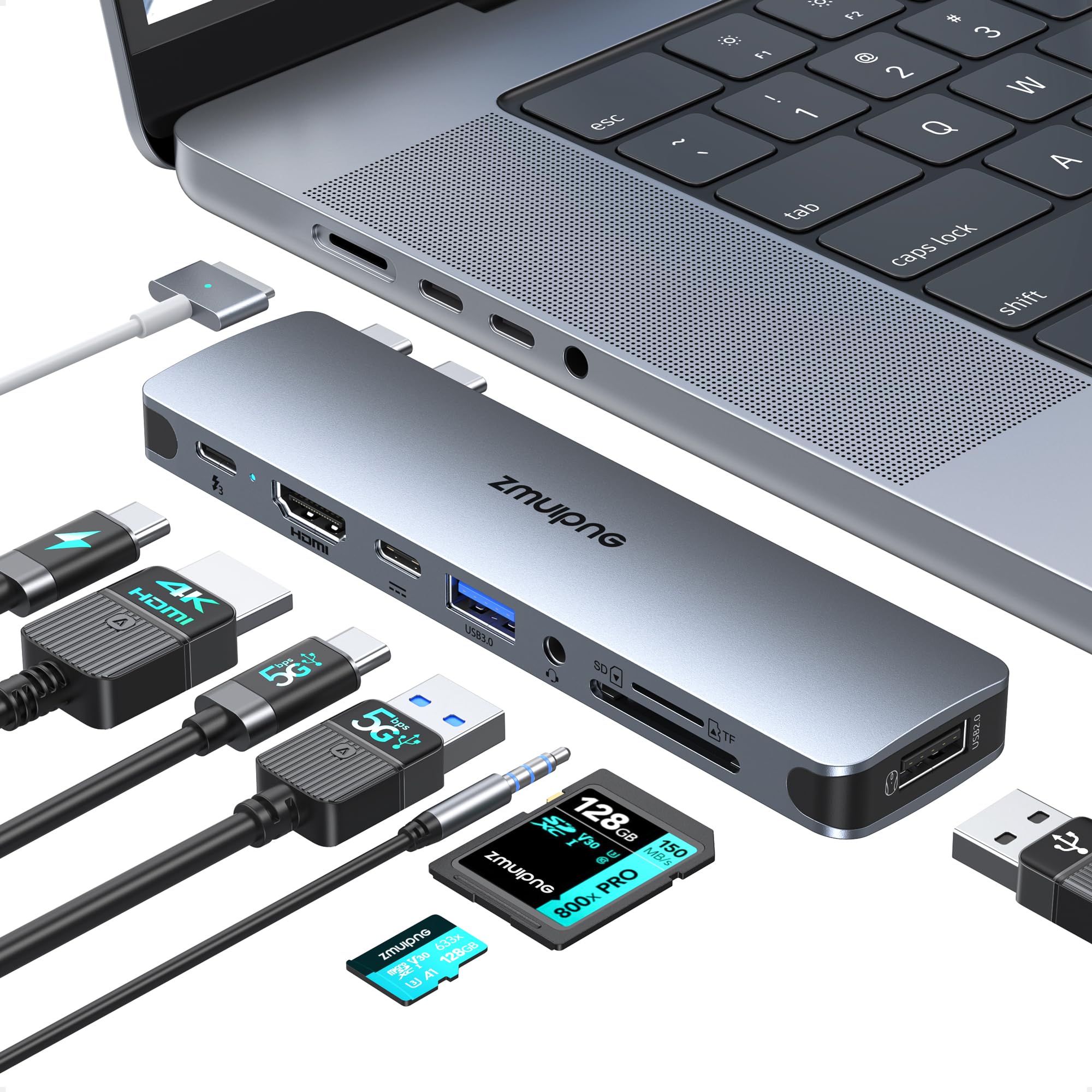 Amazon.com: USB C Hub Adapter for MacBook Pro Air 2022 2021 2020