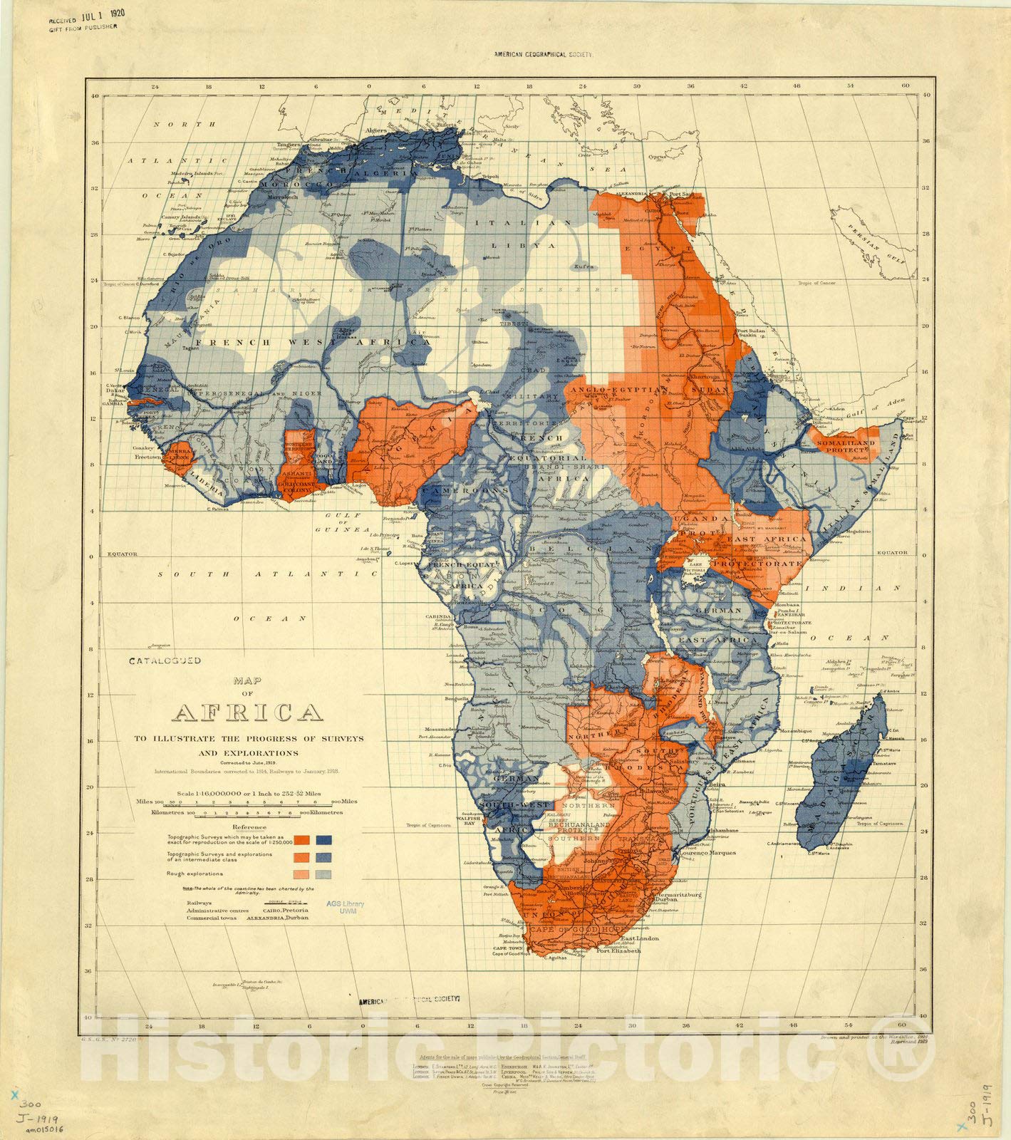 Amazon.com: Historic Pictoric Map : Africa 1919, Map of Africa to