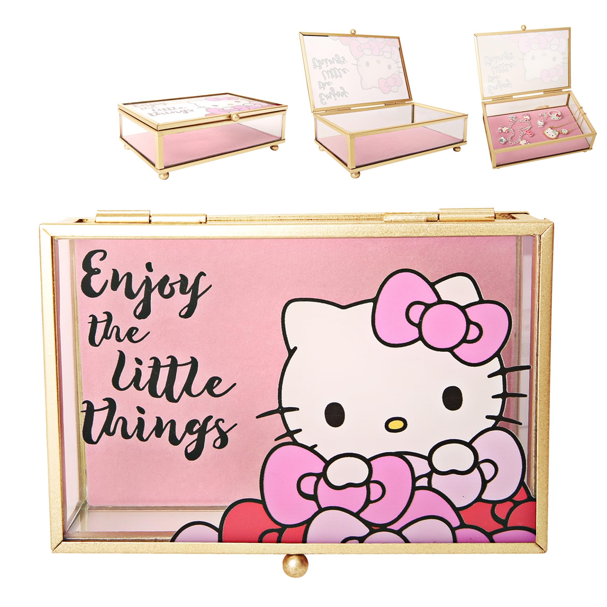 当時物 ハローキティ アクセサリーケース3段 クリアピンク 薔薇キティ