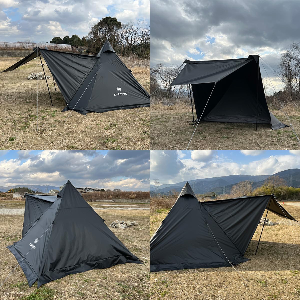Amazon.co.jp: KURONOS テント 1人用 ソロテント 黒 ブラック ワン