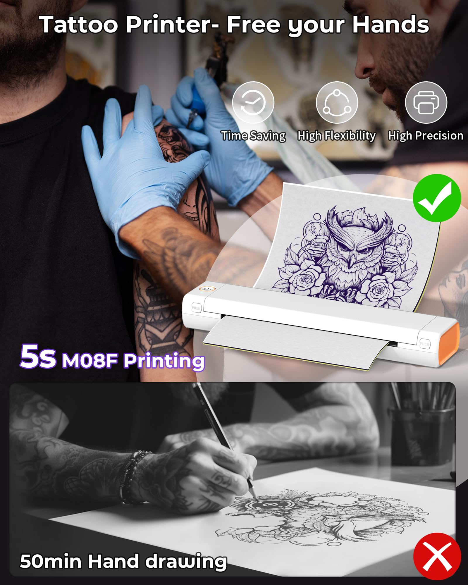 Amazon.co.jp: Itari M08F tattoo printer タトゥー用紙10枚付属
