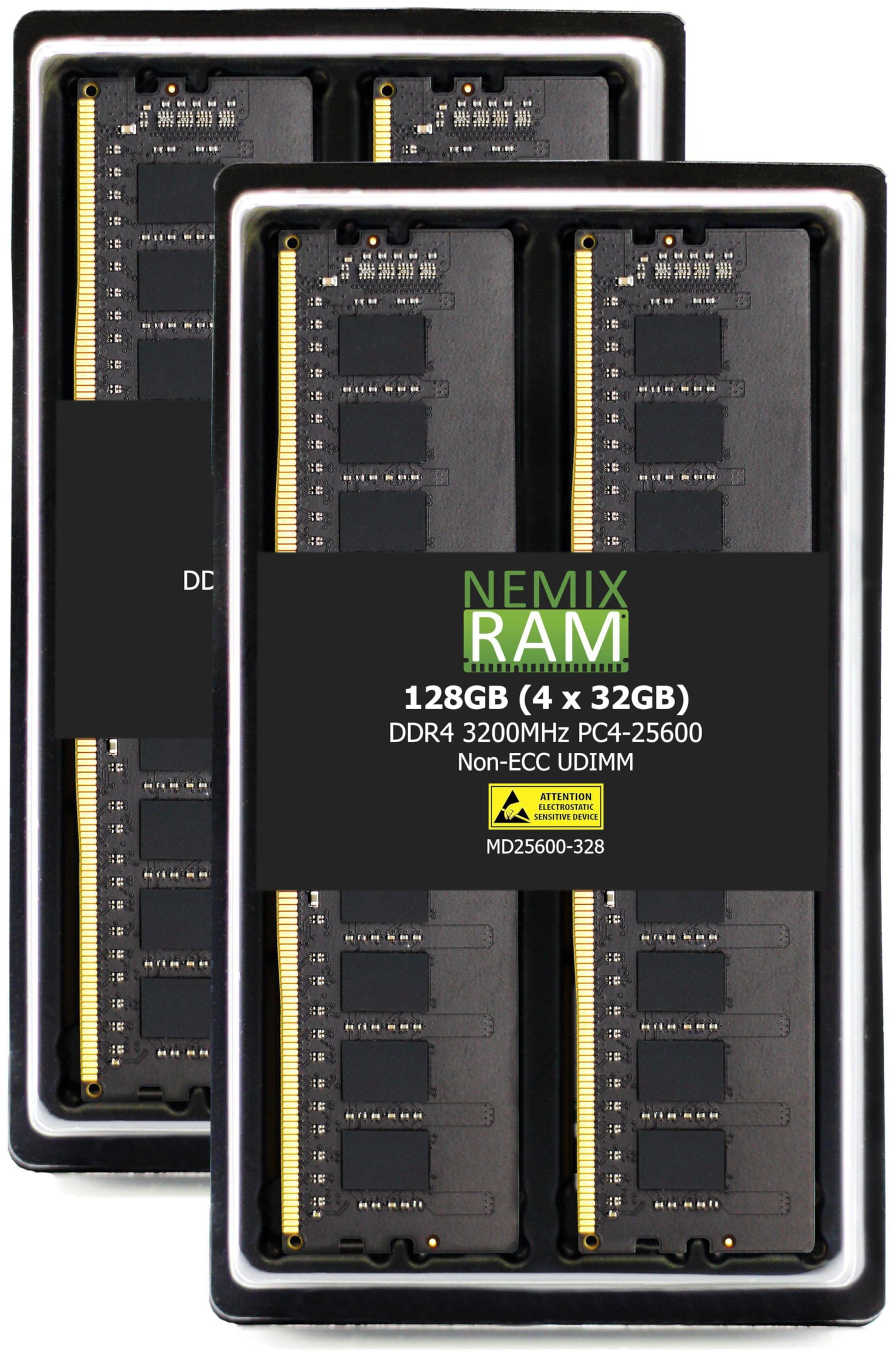 NEMIX RAM 128GB (4X32GB) DDR4 3200MHZ PC4-25600 2Rx8 1.2V CL22 288