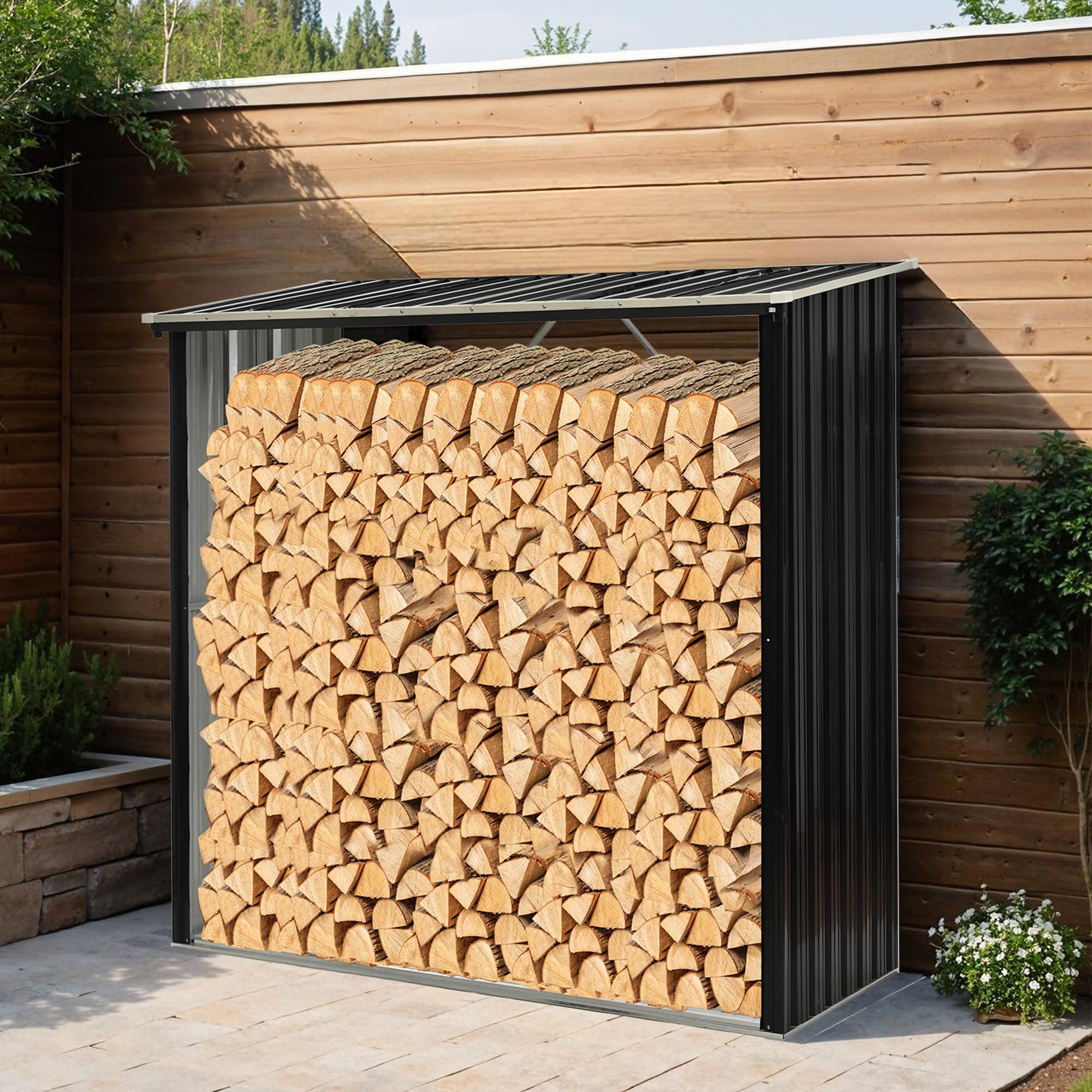 Amazon.co.jp: ログラック 薪ラック 屋根付き ログホルダー 屋外 薪棚