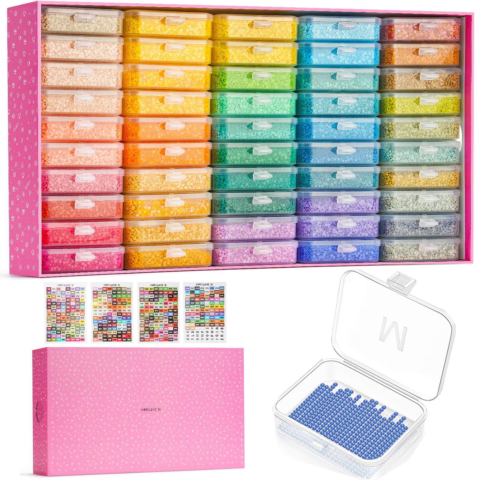 Amazon.co.jp: Maxuni ダイヤモンドペインティングトレイ 蓋付き 50個