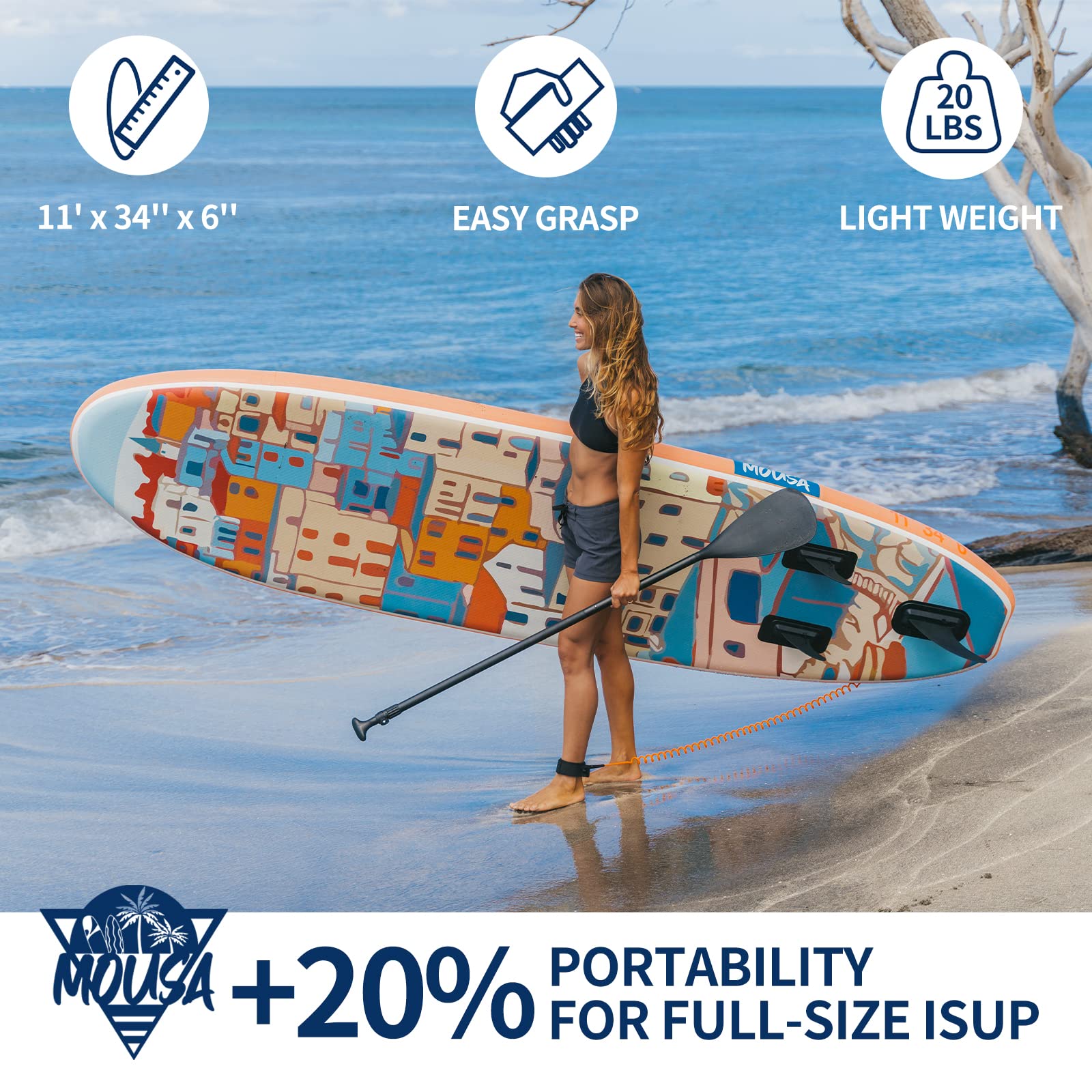 Amazon | MOUSA 空気注入式 スタンドアップパドルボード 11フィート x