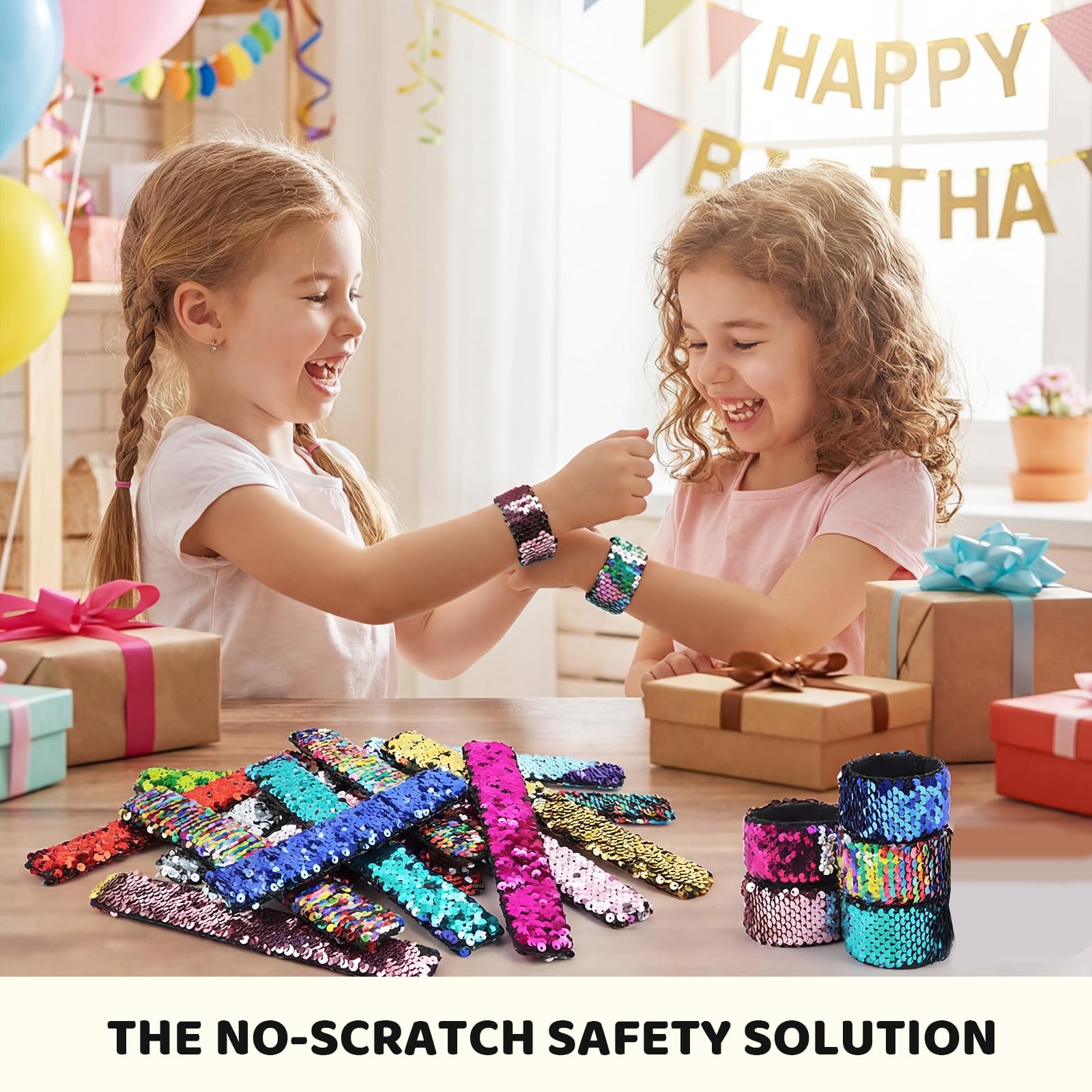 Amazon.com: VGOODALL 24pcs Slap Bracelets, Kids Squin Bracelet