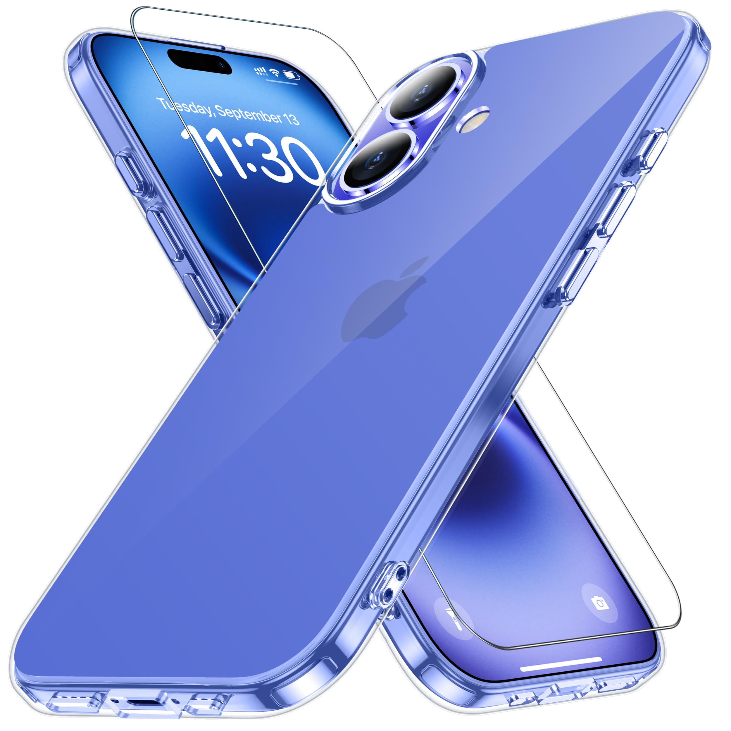 Amazon.co.jp: iPhone16 用 ケース クリア 耐衝撃 ガラスフィルム付き