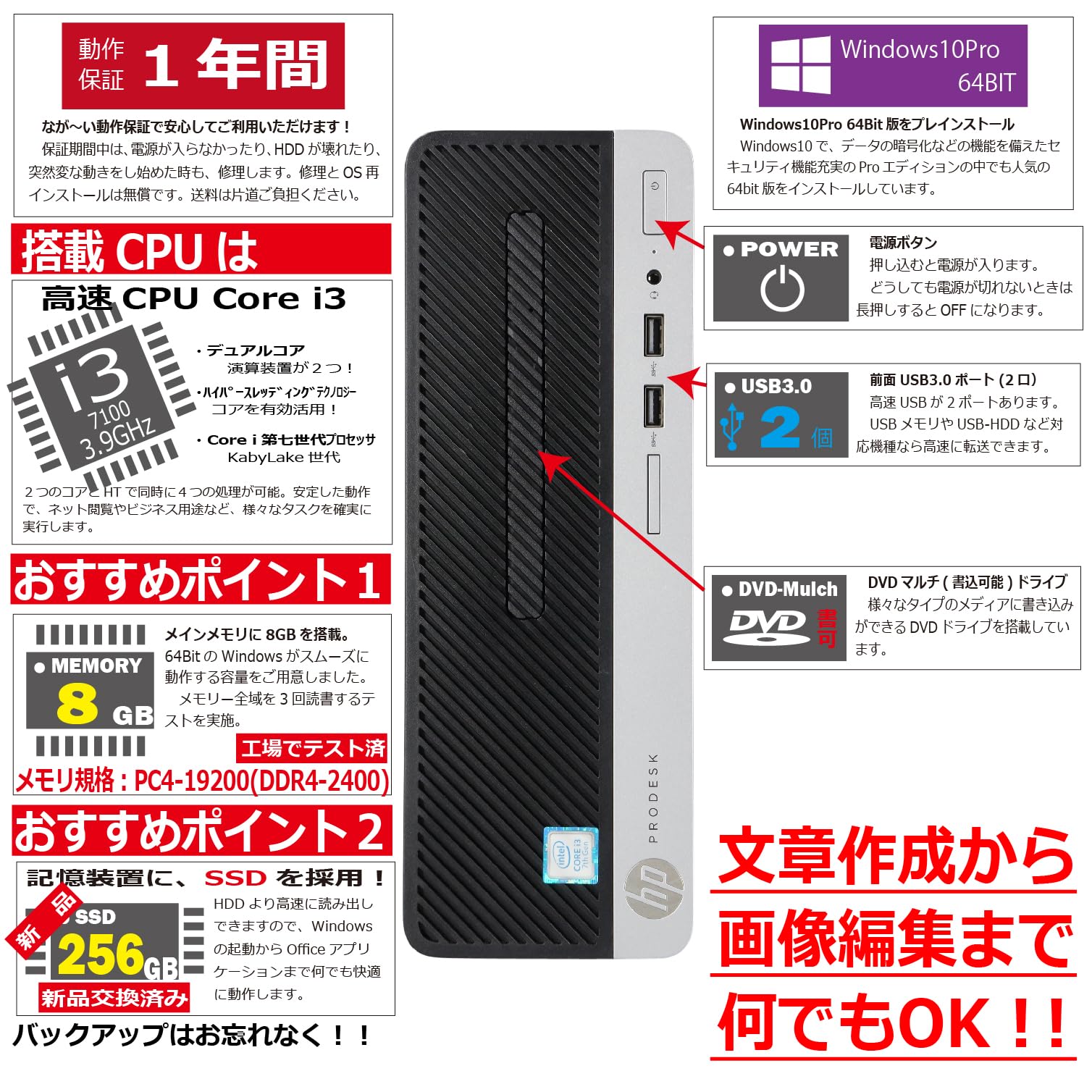 Amazon.co.jp: 中古パソコン HP ProDesk 400 G4 SFF Windows10
