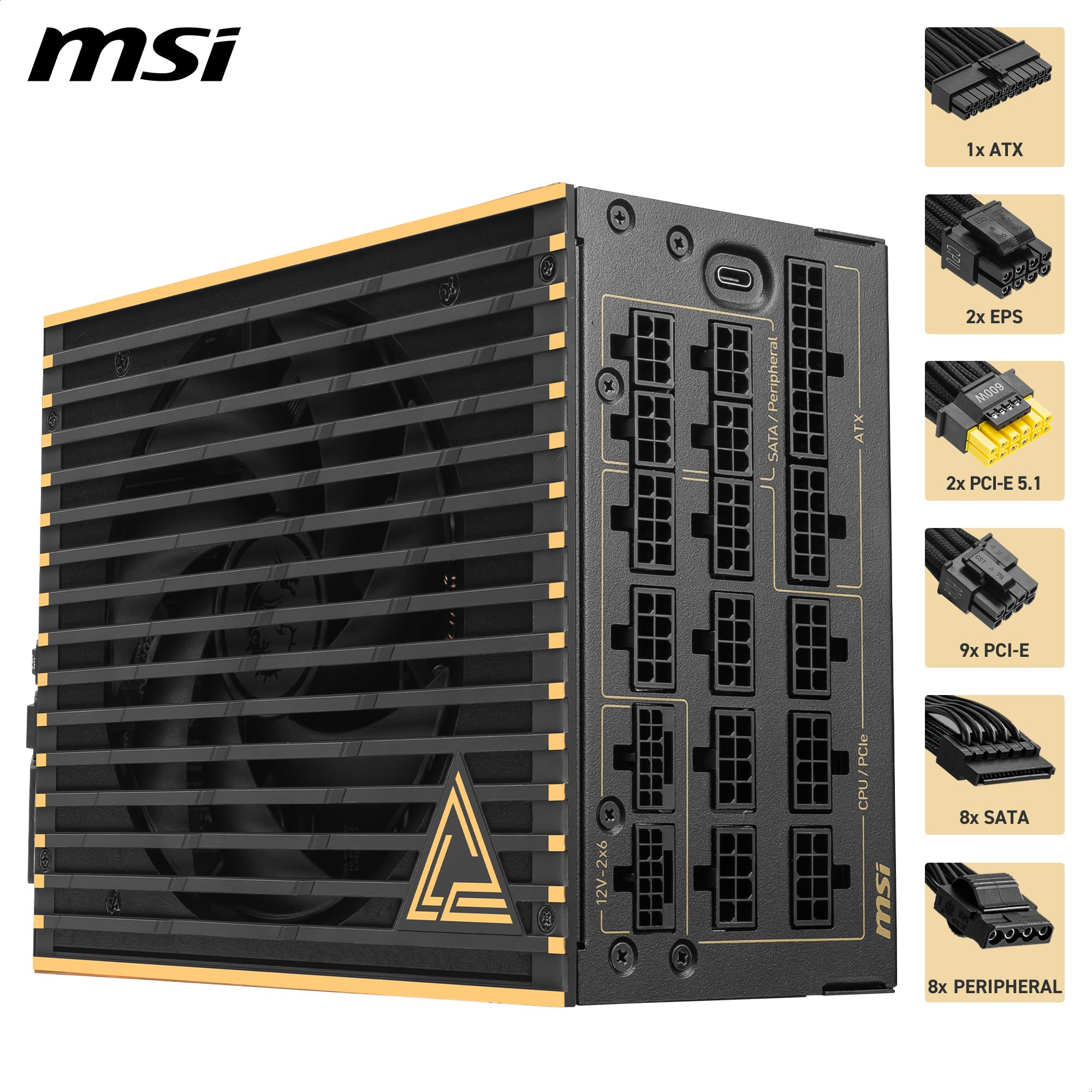 Amazon | MSI MEG Ai1600T PCIE5 ATX 3.1 ゲーミング電源 - フル