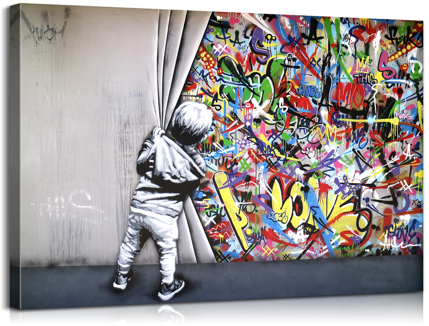 Amazon｜Banksy キャンバスウォールアート クラシックストリートアート