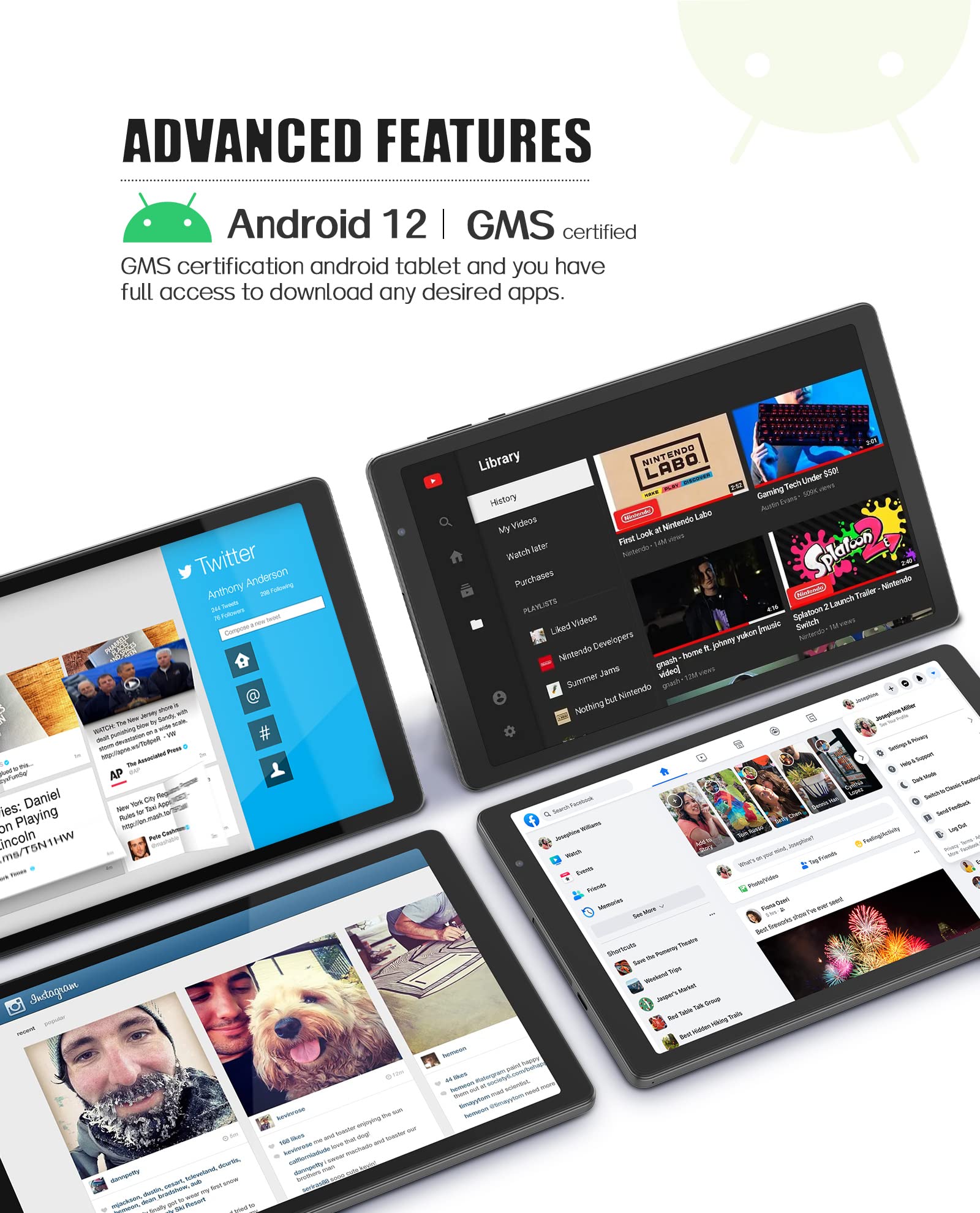 Amazon.com : BAKEN Tablet 10 inch Android Tablets, Android 12