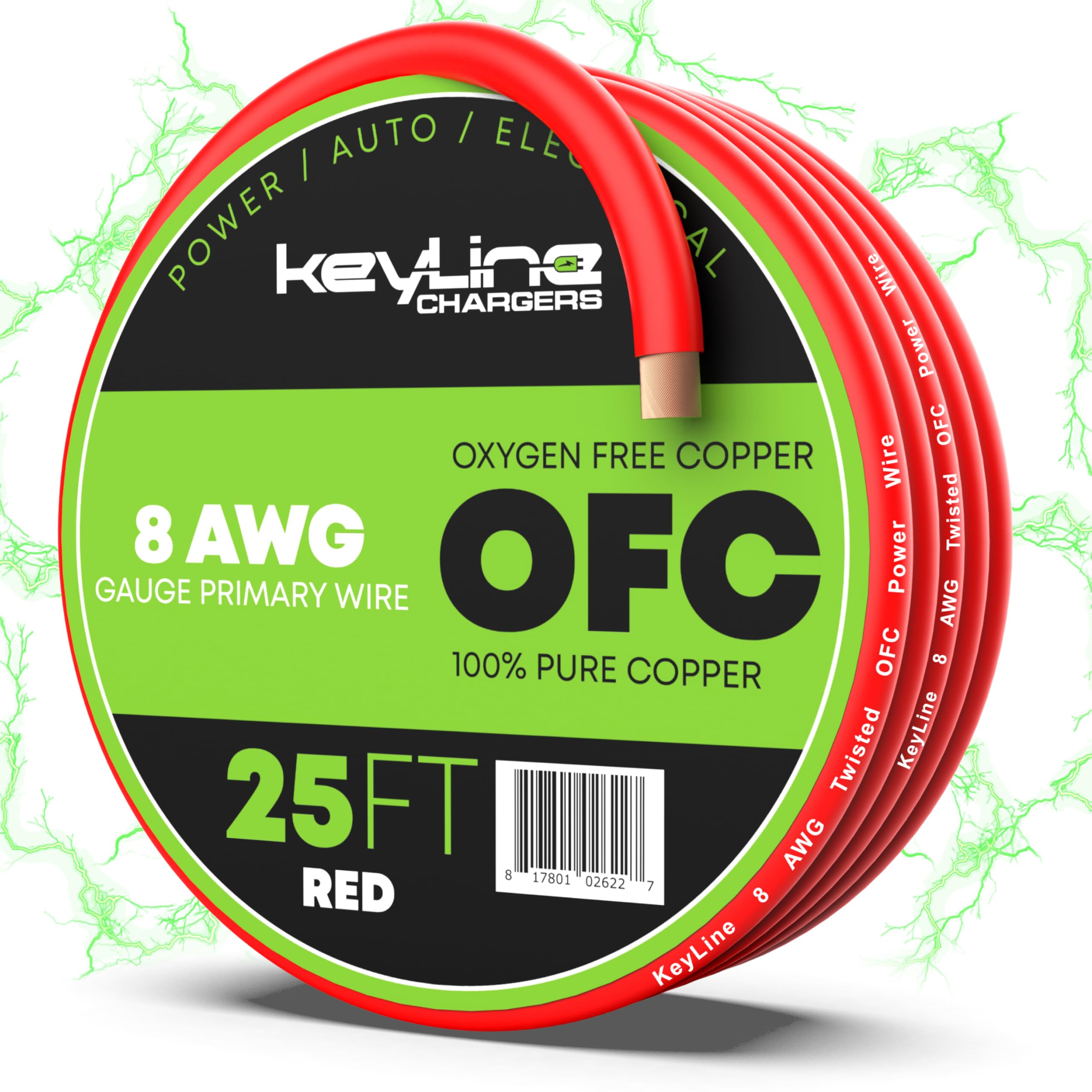 Amazon.com: 8 Gauge Wire (25ft) AWG Amp Battery Cable for
