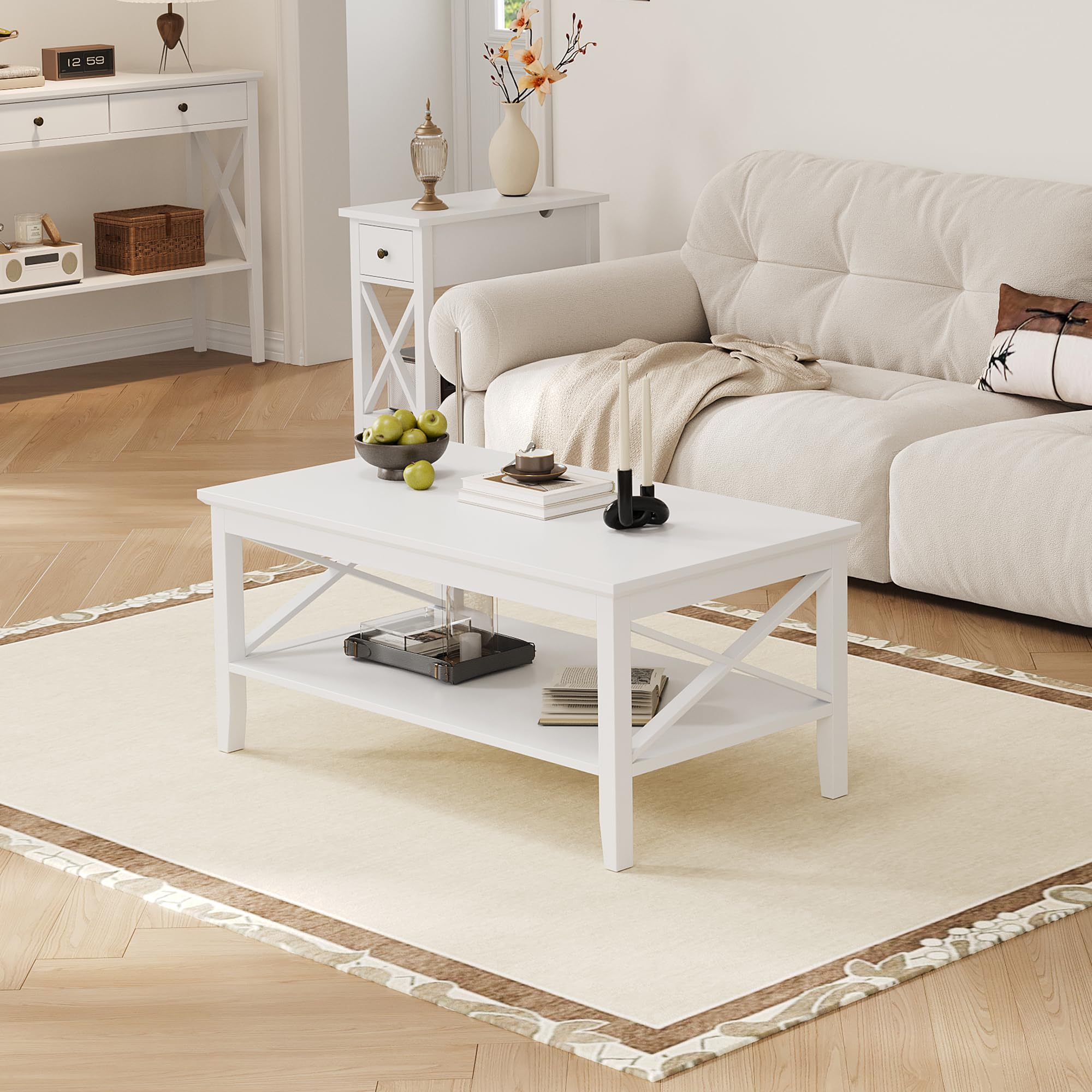 Amazon.com: ChooChoo White Coffee Table Classic X Design for
