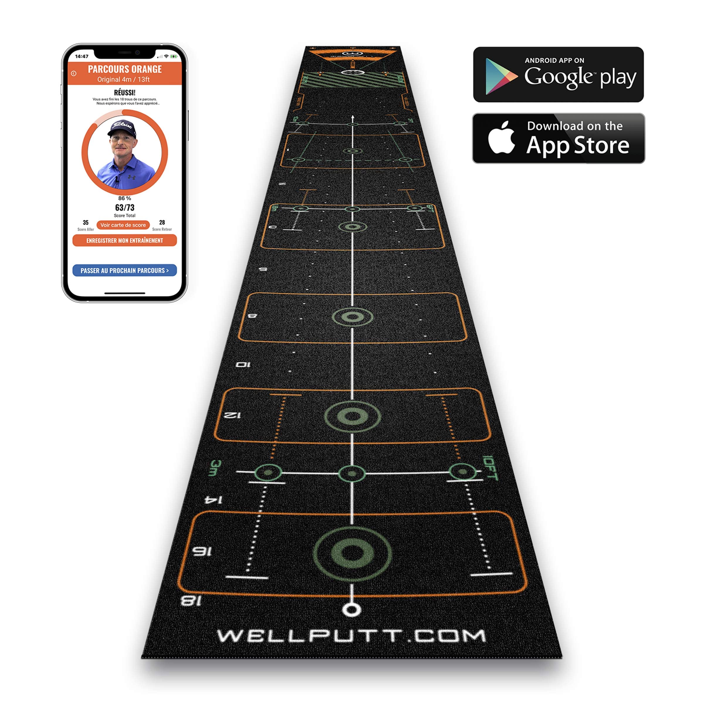 Amazon | WELLPUTT - ゴルフパッティングトレーニングマット - 13