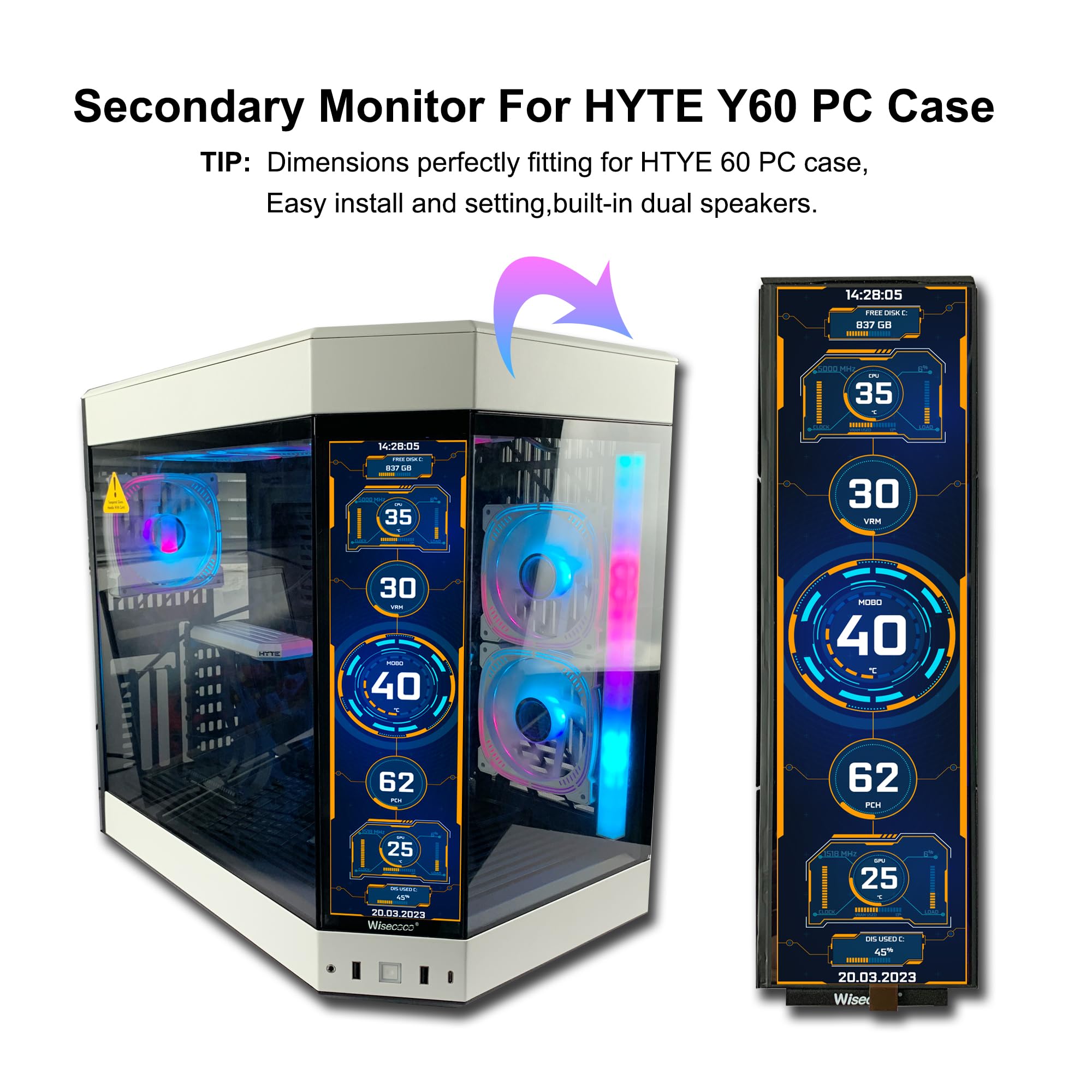 Amazon.co.jp: wisecoco 12.6インチ LCD ディスプレイ HDMI 1920*515