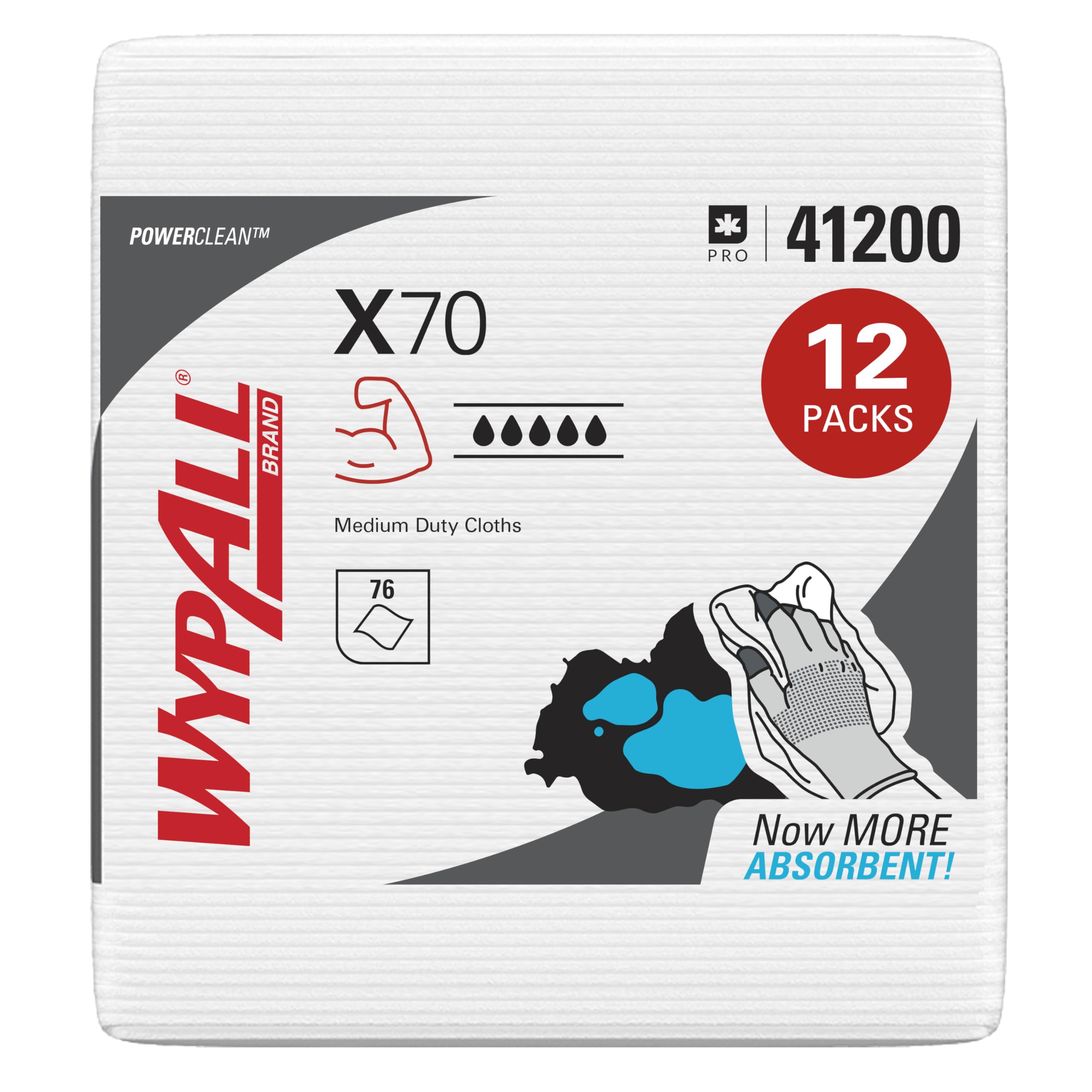Amazon.com: WypAll PowerClean X70 Cloths Medium Duty Wipes (41200