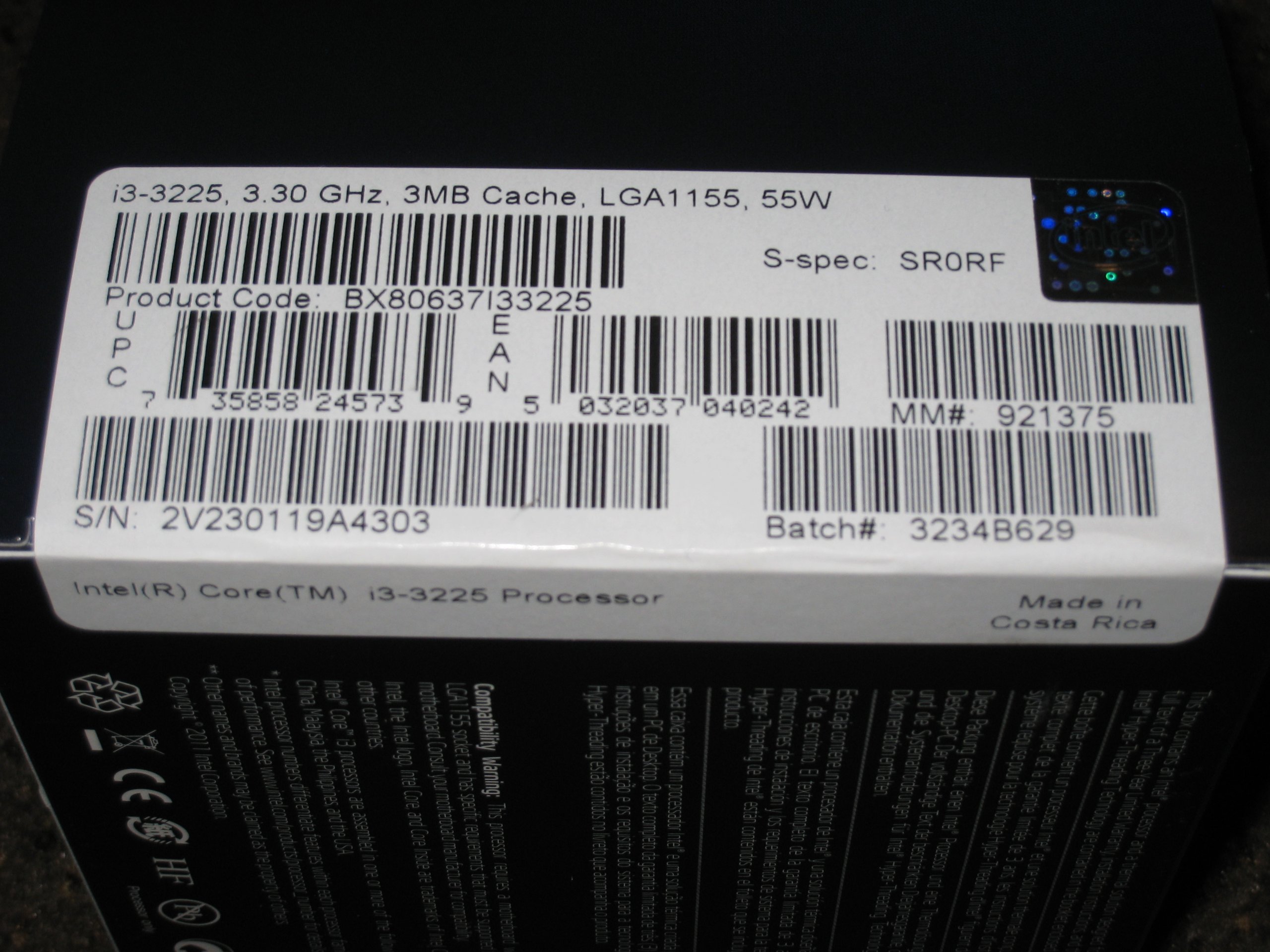 Amazon.com: Intel Core i3-3225 3.30 GHz LGA 1155 Processor