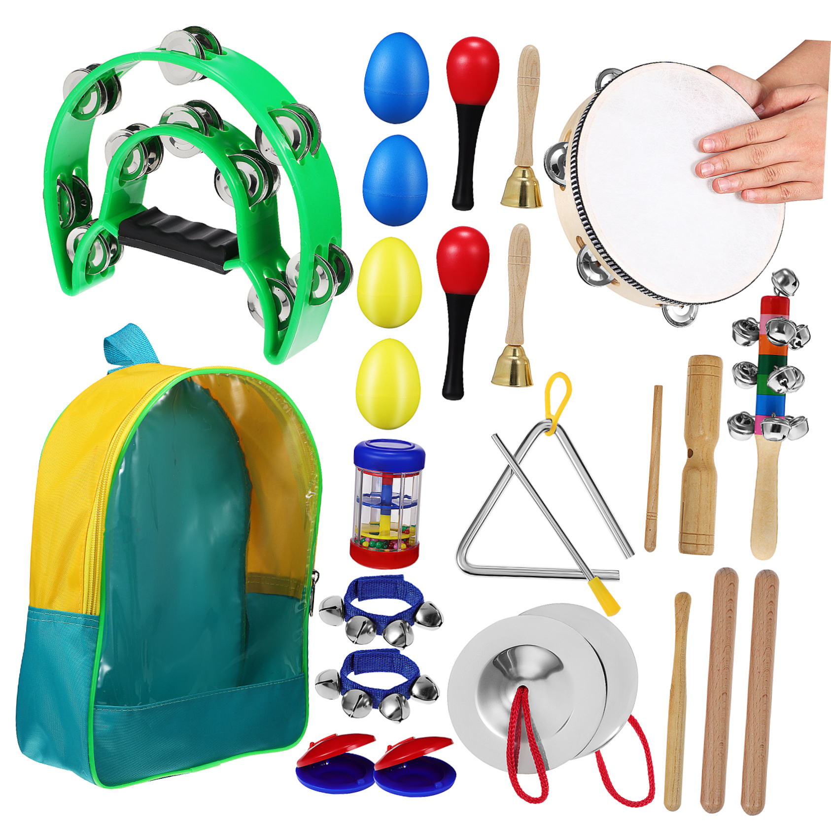 Amazon | DECHOUS 14ピース パーカッション楽器セット 木製タンバリン