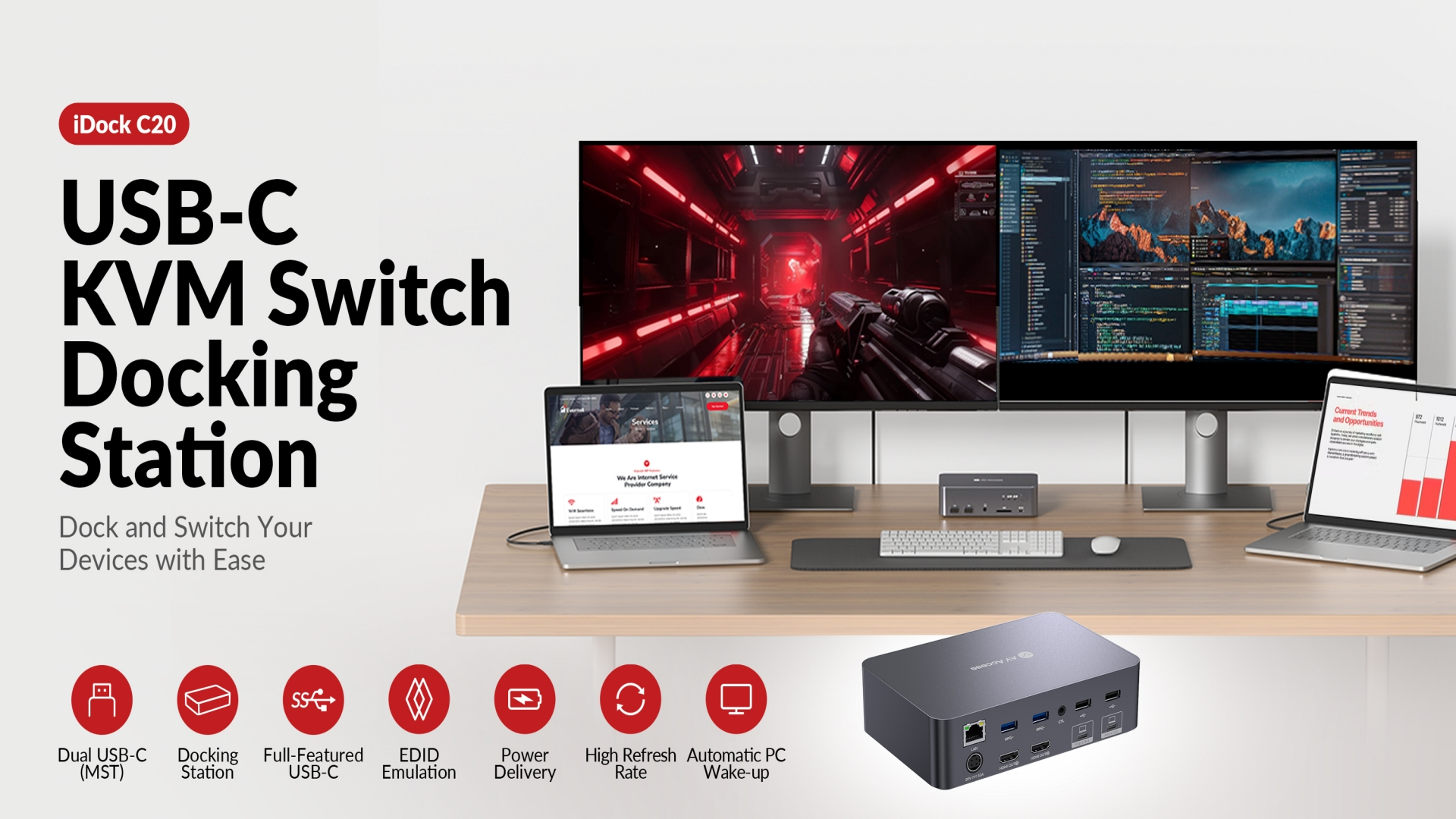 Amazon.co.jp: AV Access USB-C 12 in1ドッキングステーションの2入力2