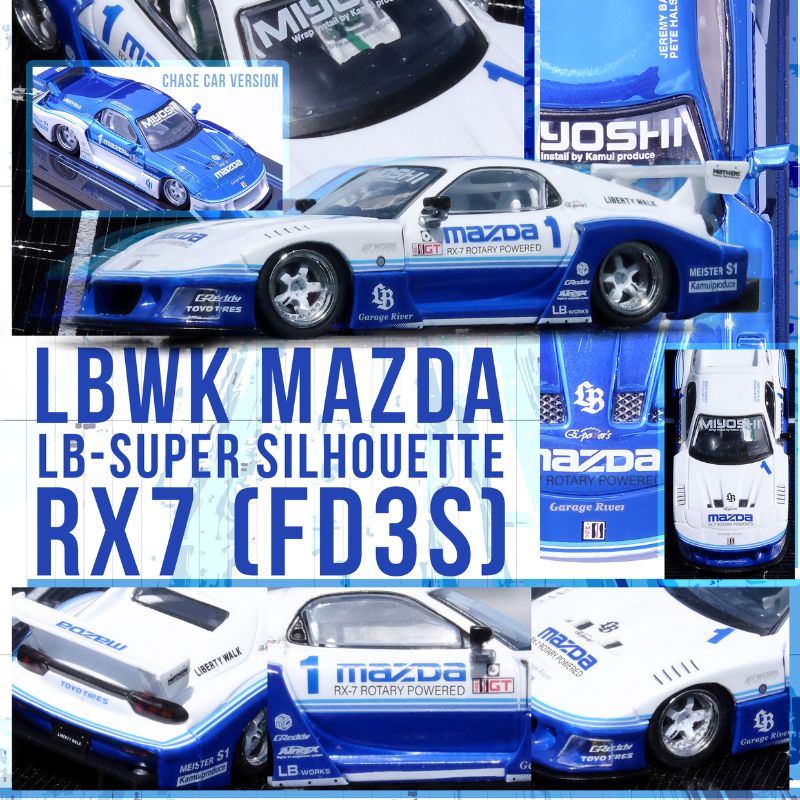 INNO64 Models LBWK Mazda LB-Super Silhouette RX7 (FD3S) White Blue