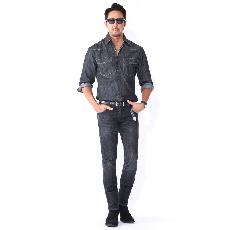 干場別注】VINTAGE BLACK DENIM WESTERN SHIRTS – MINIMAL WARDROBE