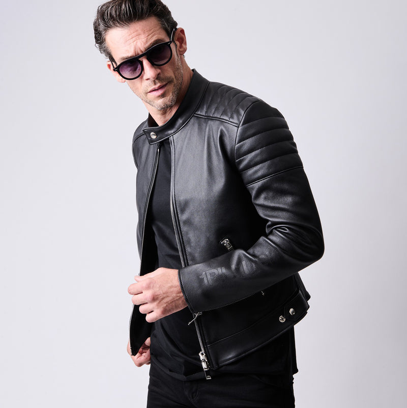 1PIU1UGUALE3 × FIXER】 ストレッチレザーシングルライダース