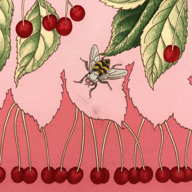 エルメス HERMES カレ90 スカーフ Les merises さくらんぼ ピンク 鳥