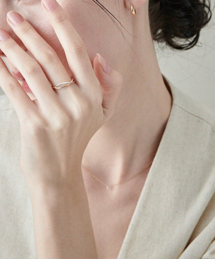 レイヤード] K10YG クロス バイカラー リング（710973） ｜ women