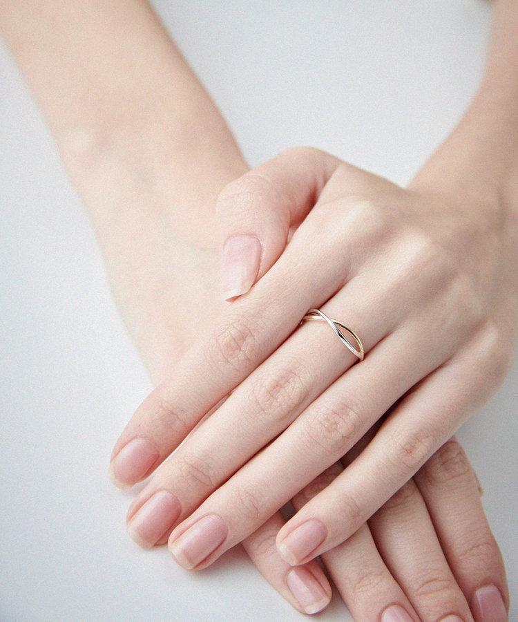 レイヤード] K10YG クロス バイカラー リング（710973） ｜ women