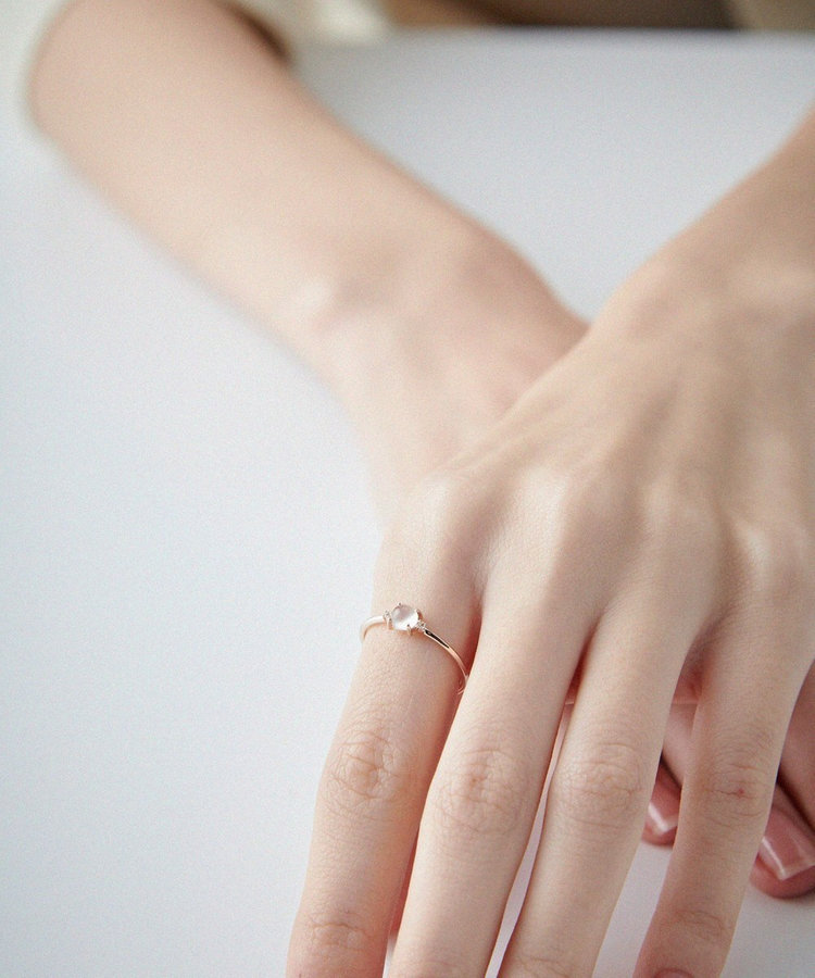 レイヤード] K10YG ムーンストーン/ホワイトトパーズ リング（721182