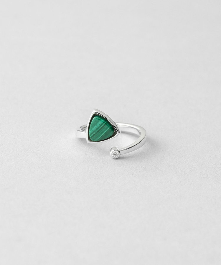 フォークリング] マラカイト×ジルコニア（025101） ｜ women