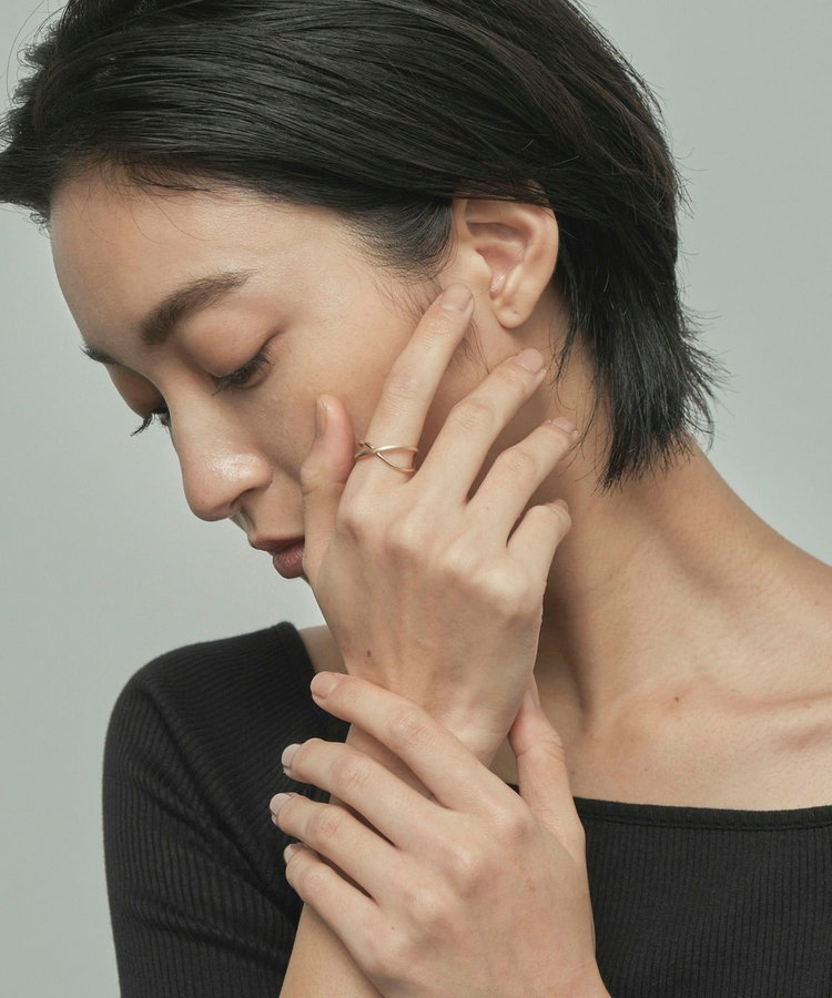 K10YG レイヤー クロス リング（031331） ｜ women（ウィメンズ