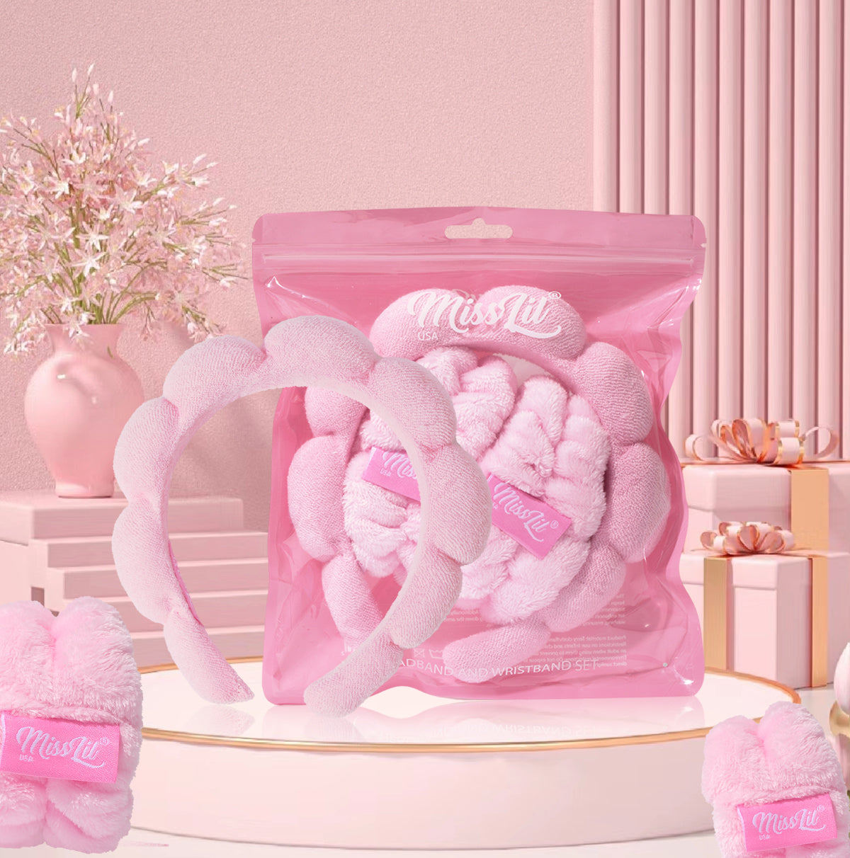 Headband & Wristband Set - Pink | Miss Lil USA