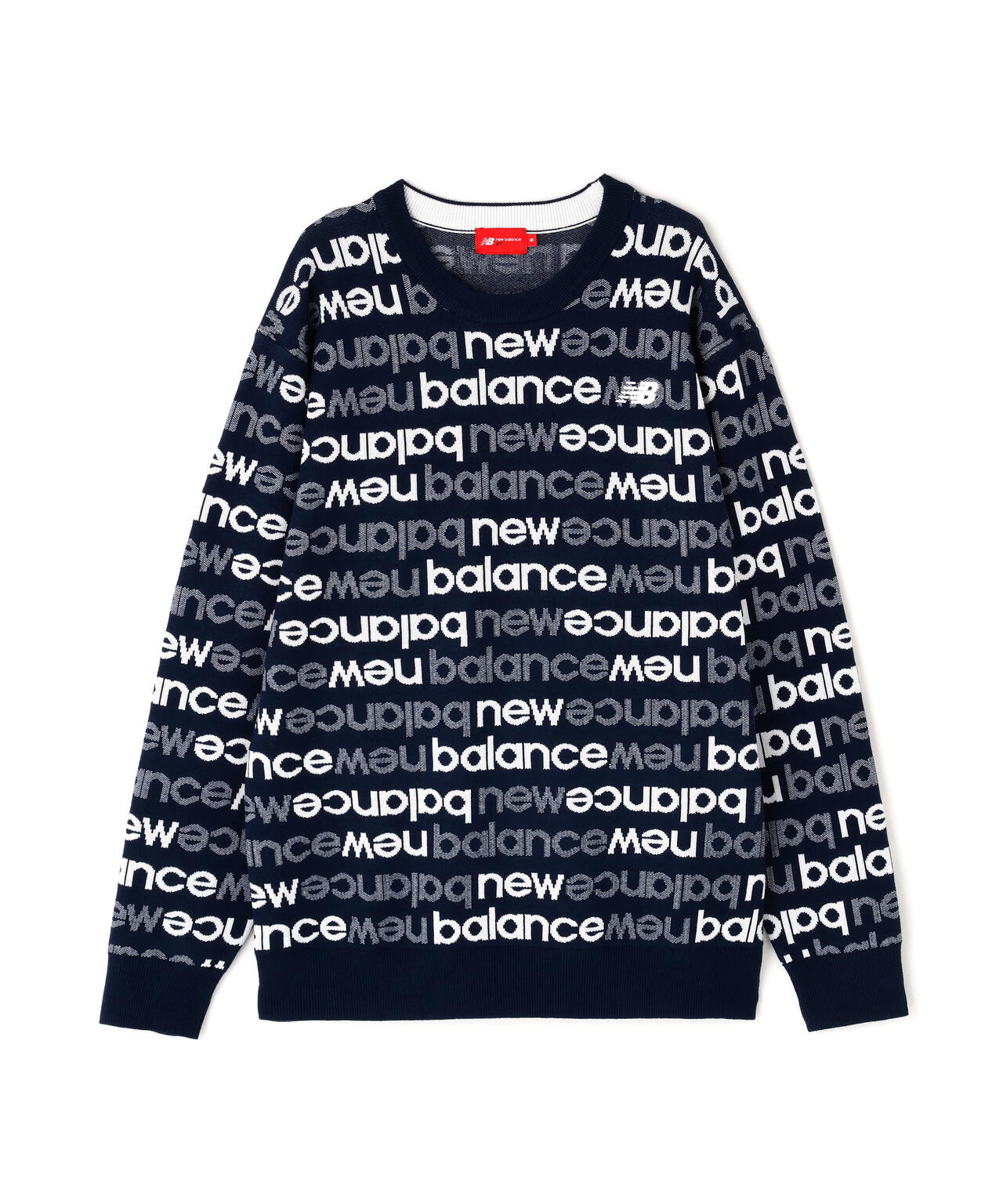 アップサイドダウンロゴボーダー 吸湿発熱 クルーネック ニット プル