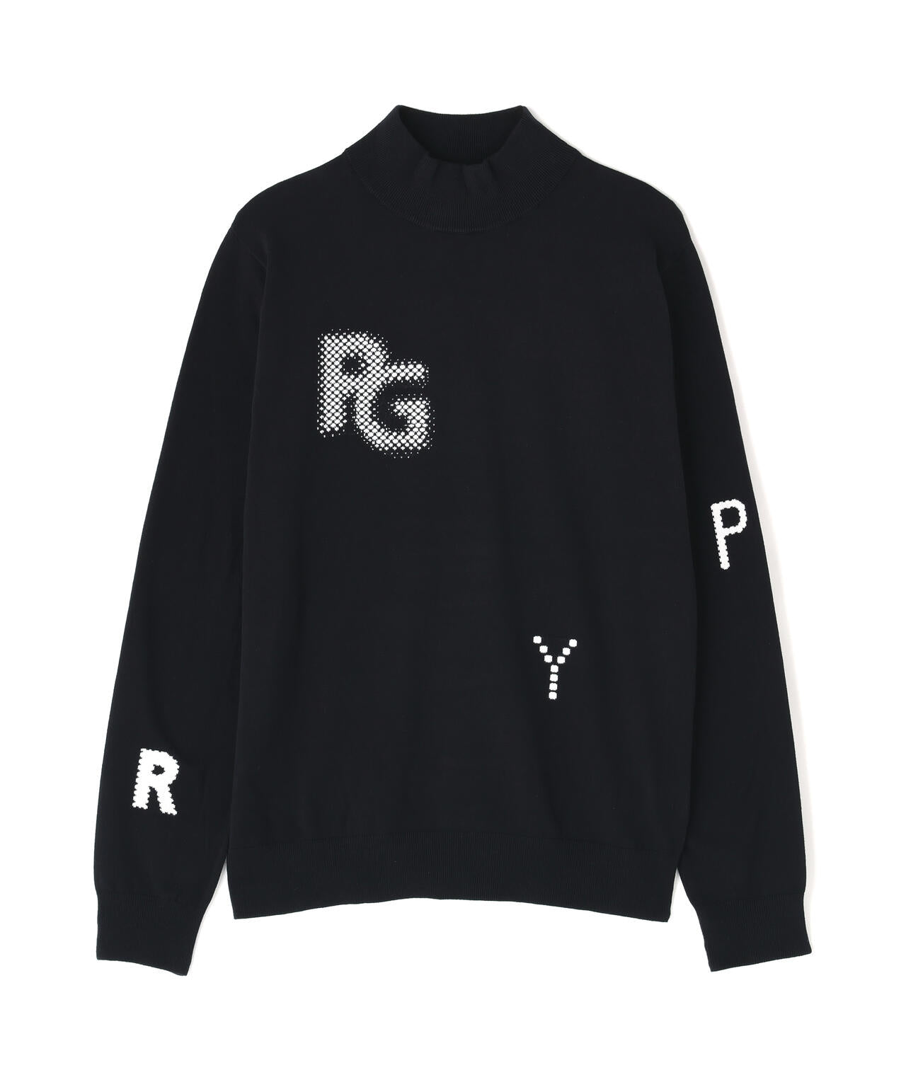 12G部分ジャガードカシミヤタッチコットンハイネックニットプル