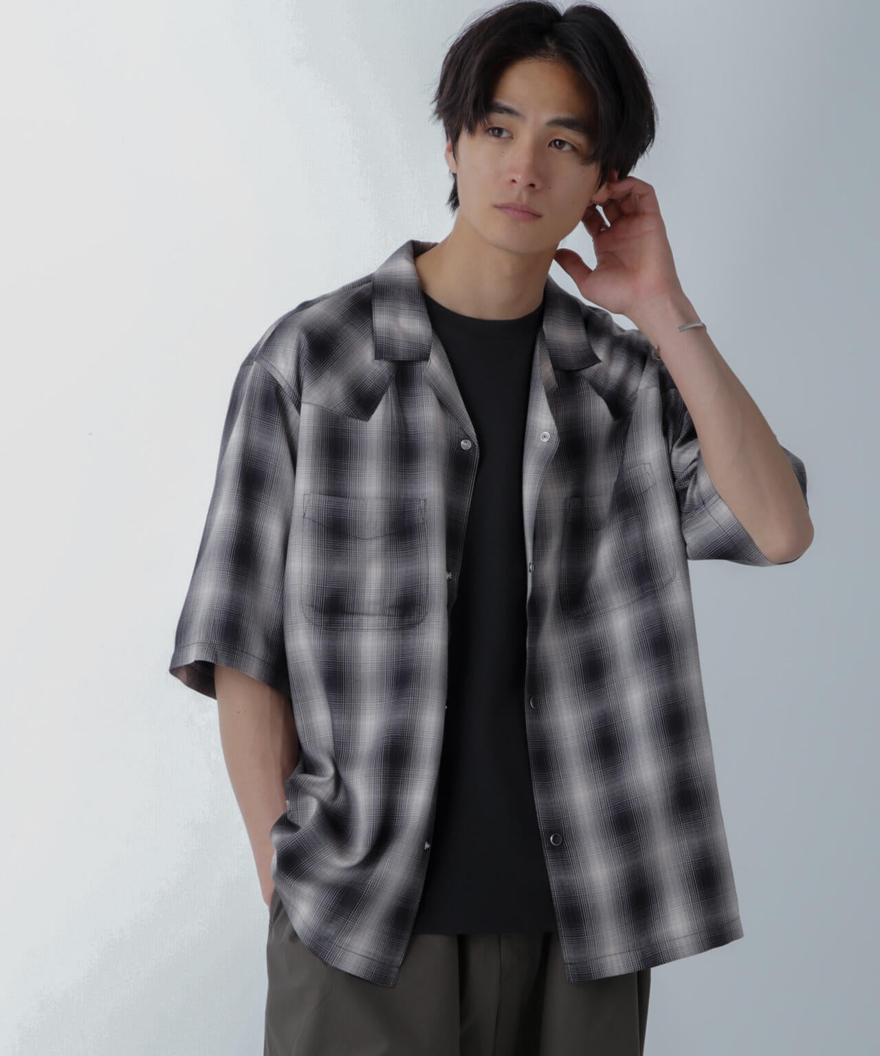 レーヨンオンブレチェックシャツ 半袖 | NANO universe（ナノ